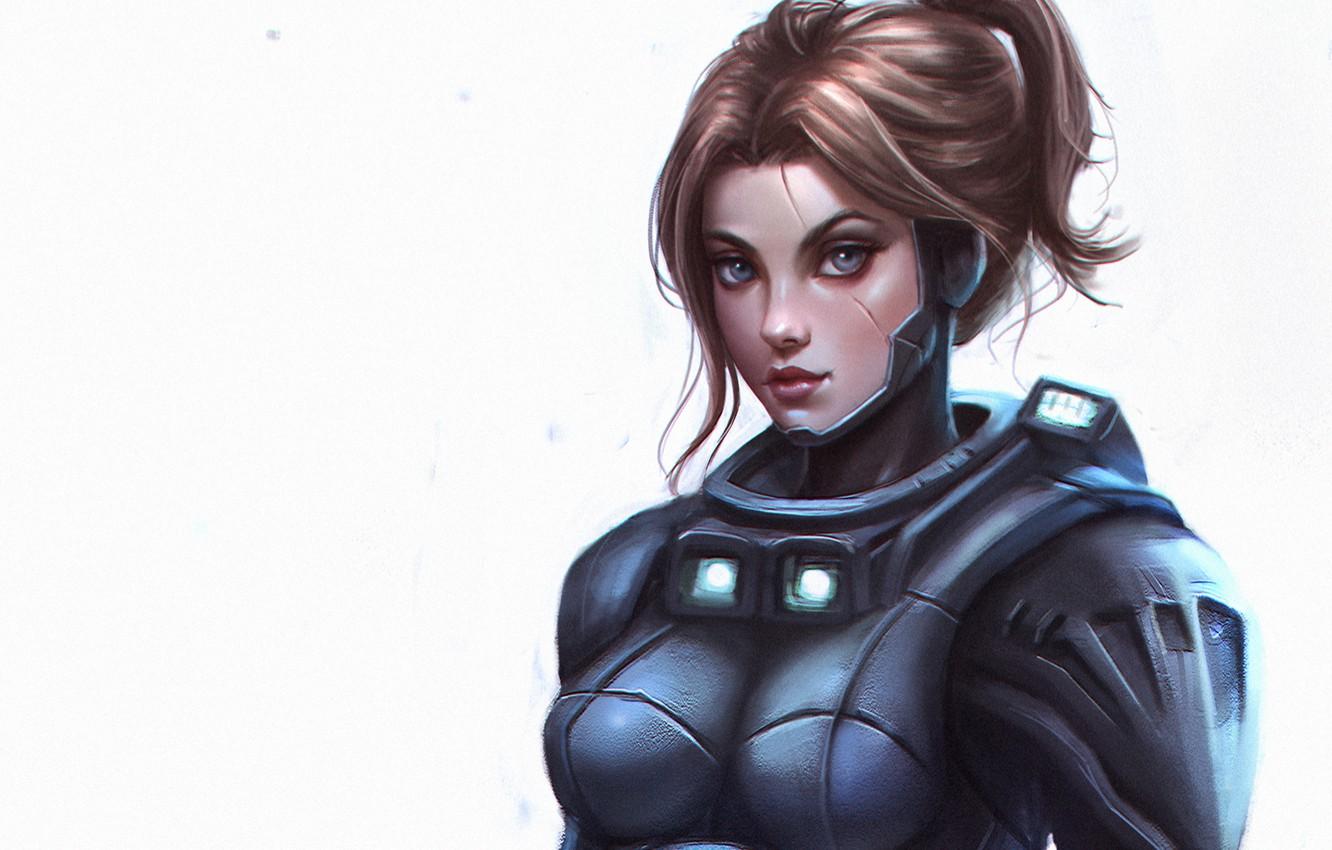 1332x850 Wallpaper look, girl, beauty, warrior, art, soldiers, costume, future warrior image for desktop, section фантастика