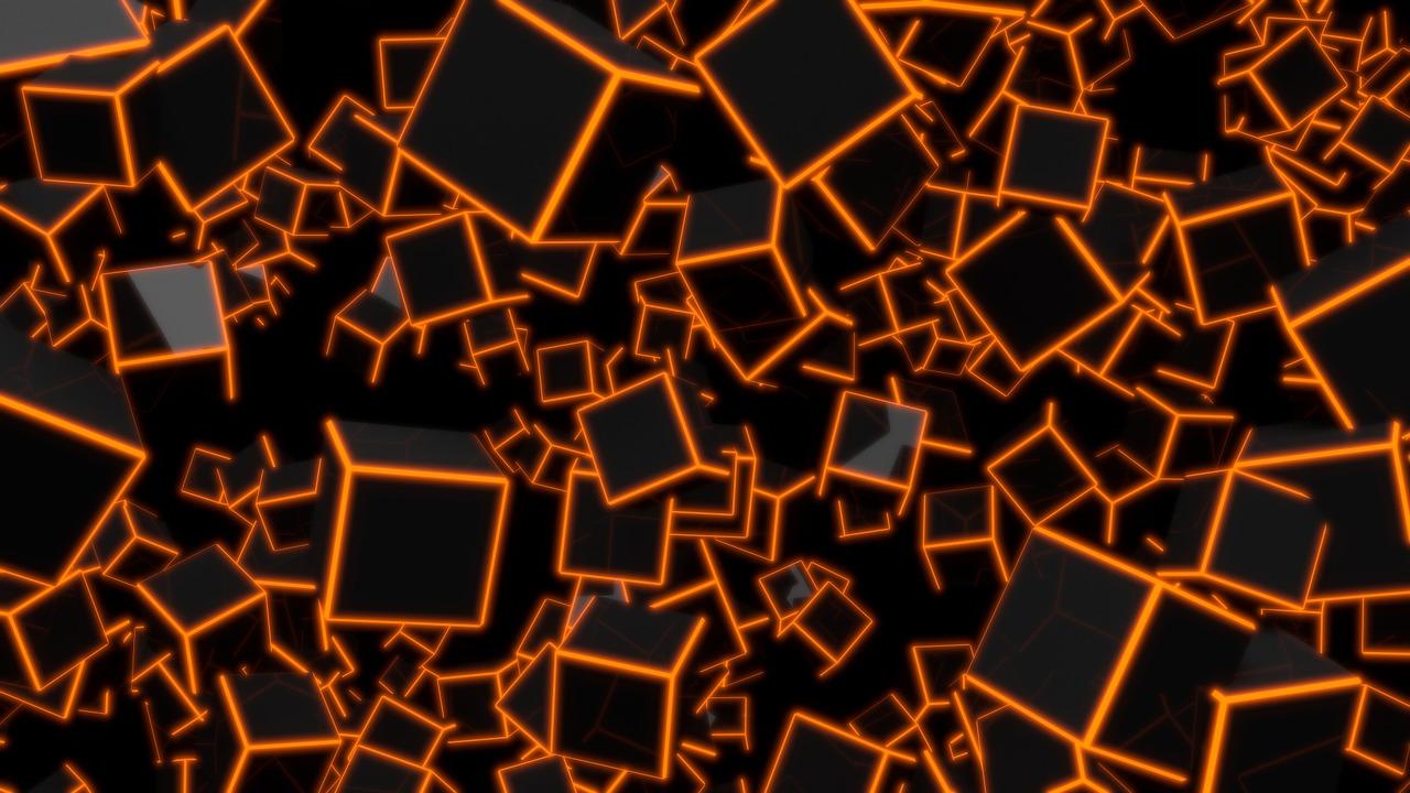 1280x720 Download free photo of Wallpaper, background image, abstract, orange, cube