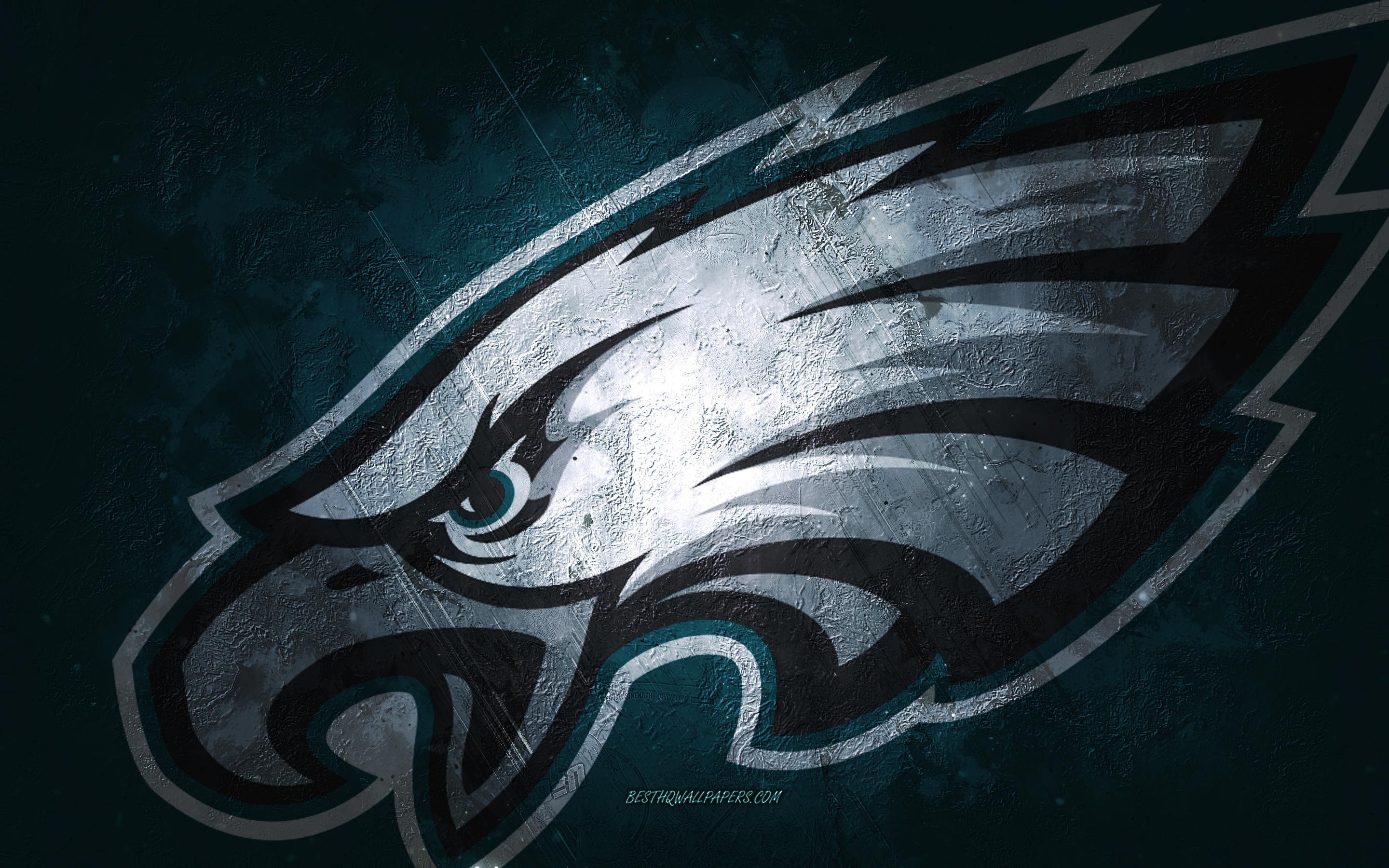 2880x1800 Download wallpaper Philadelphia Eagles, American football team, turquoise stone background, Philadelphia Eagles logo, grunge art, NFL, American football, USA, Philadelphia Eagles emblem for desktop with resolution 2880x1800. High Quality HD picture