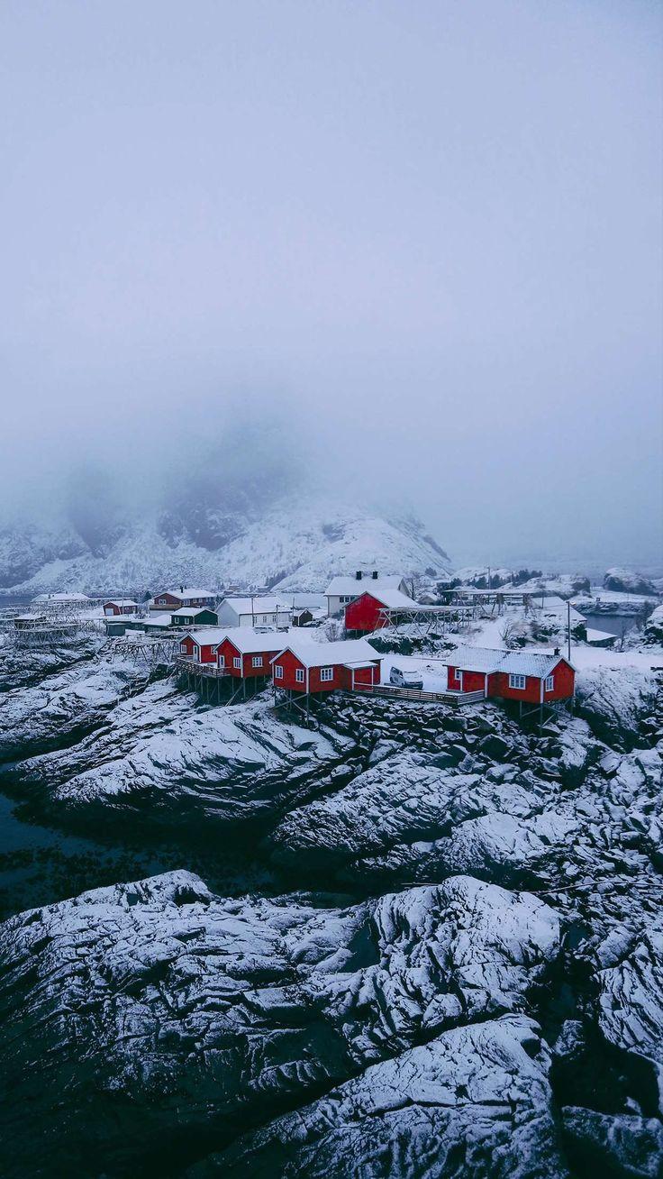 736x1308 landscape #vertical #winter #snow #mist #house #town #rock #white P # wallpaper #hdwallpaper #desktop. Landscape, Landscape photography, HD wallpaper