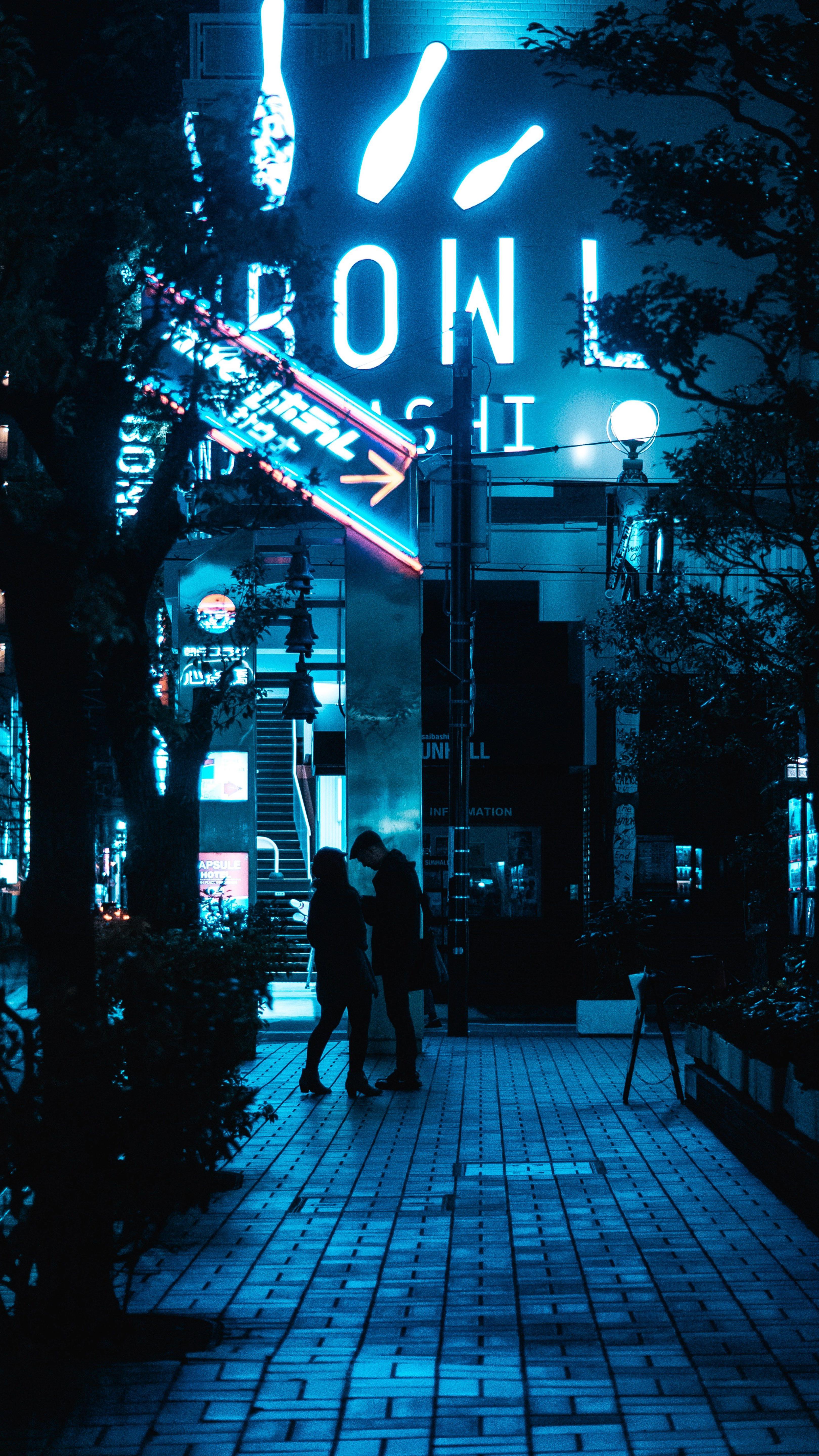 3240x5760 Neon Blue Aesthetic Wallpaper for Mobile