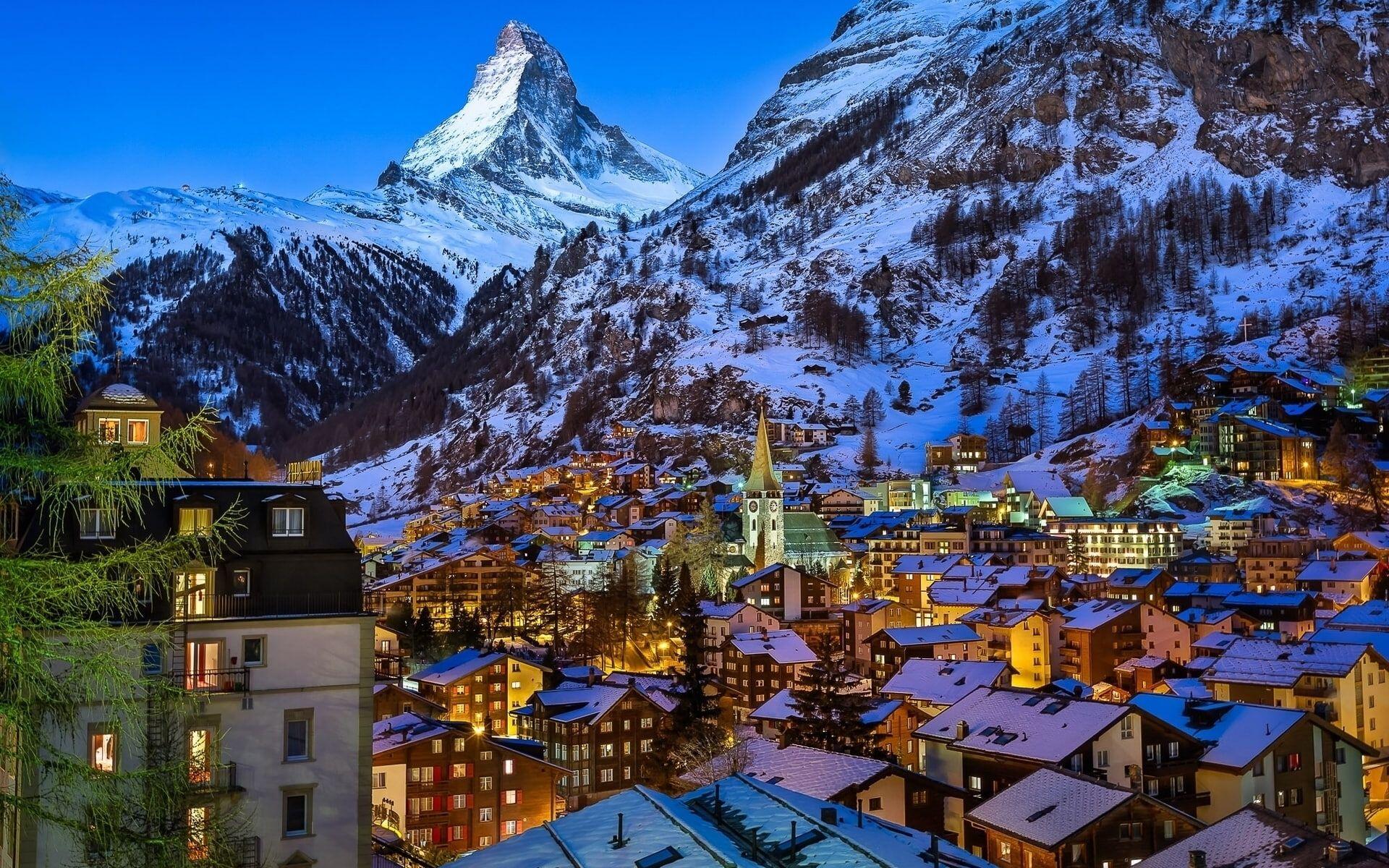 1920x1200 HD wallpaper: Zermatt Valley Switzerland, mountains, snow