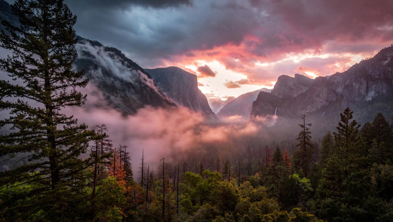1360x768 Misty Yosemite Desktop Laptop HD Wallpaper, HD Nature 4K Wallpaper, Image, Photo and Background