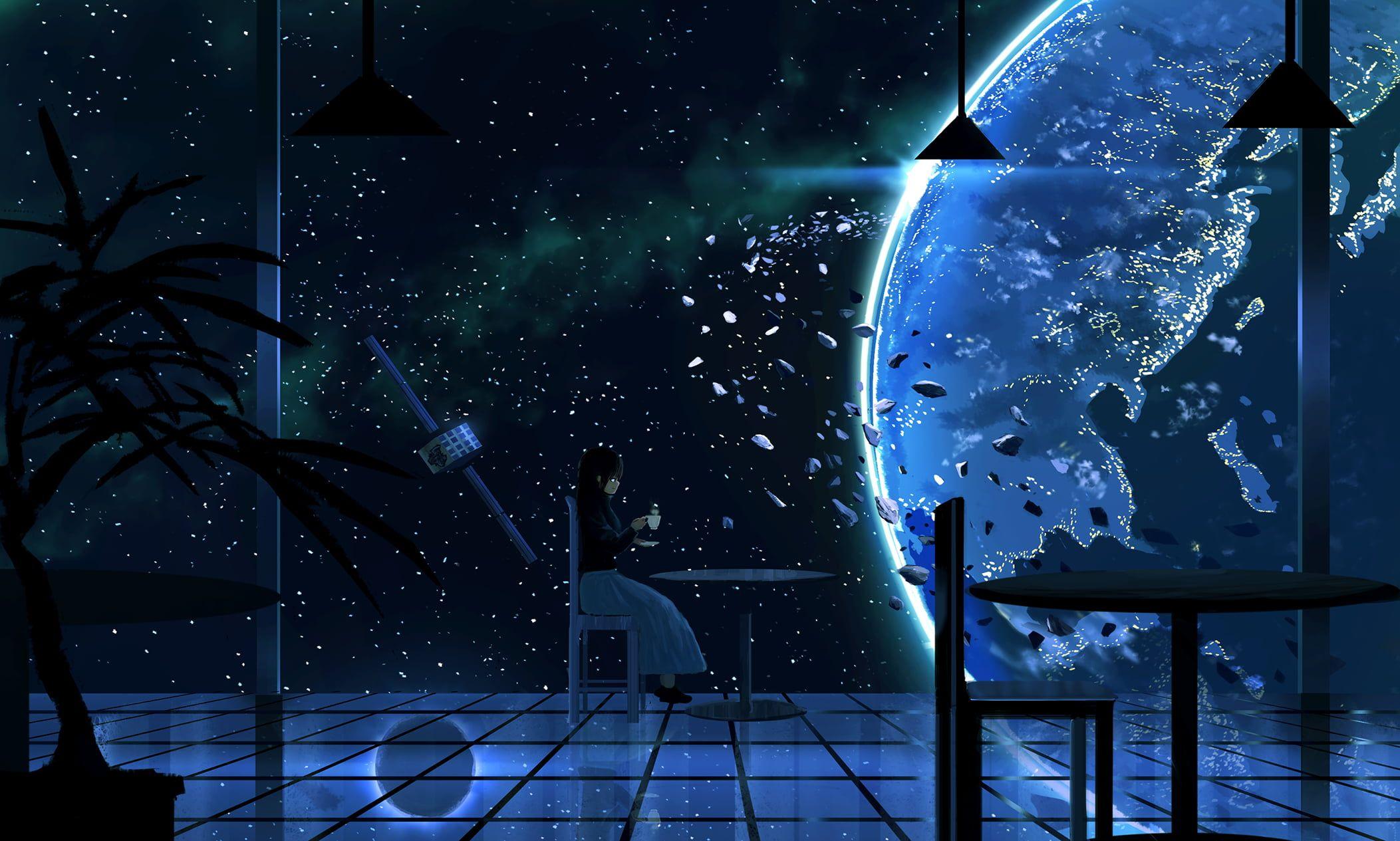 2105x1265 Anime Galaxy Wallpaper