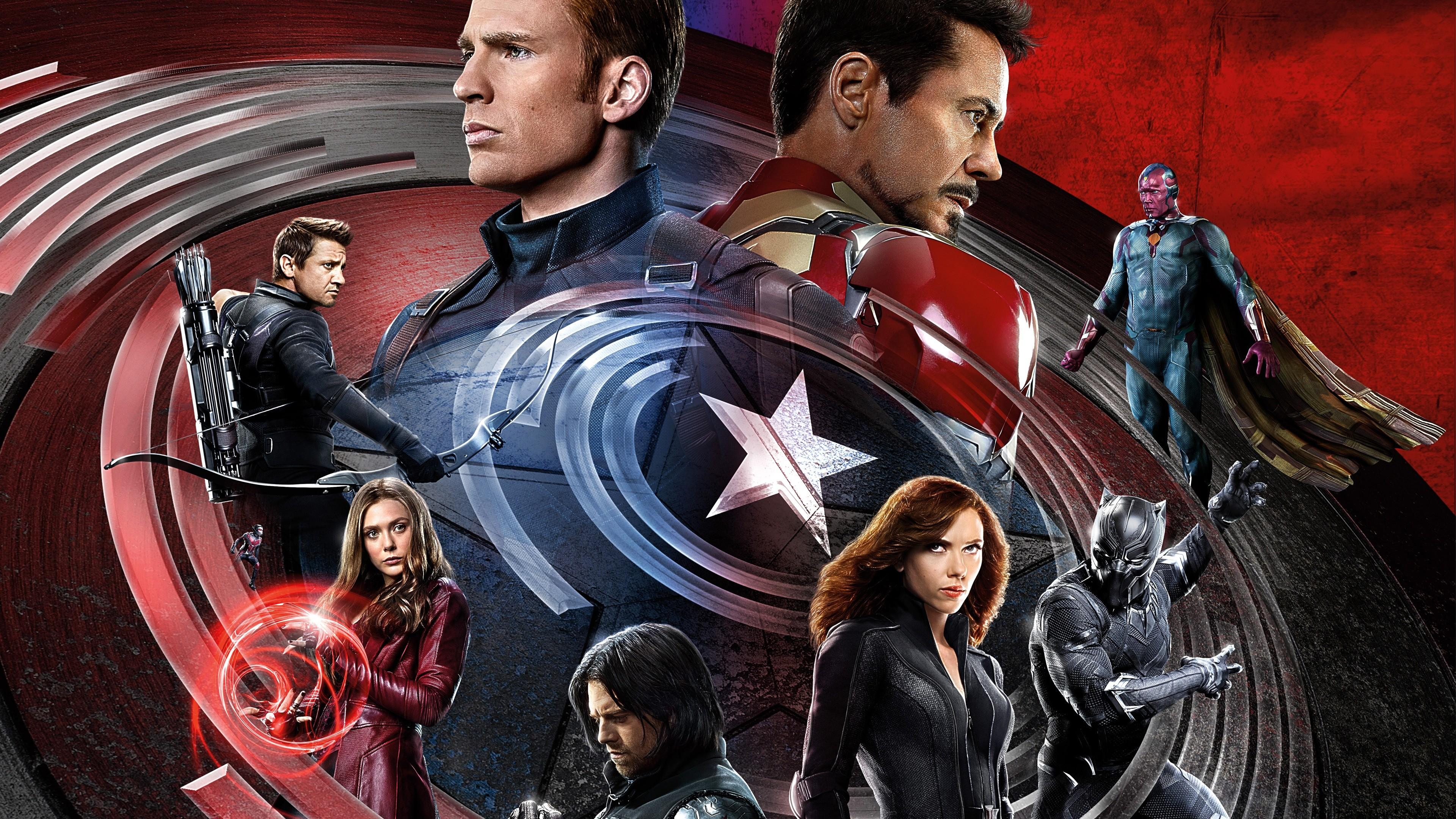 3840x2160 Wallpaper Captain America 3: civil war, Iron Man, Marvel, best movies of Movies