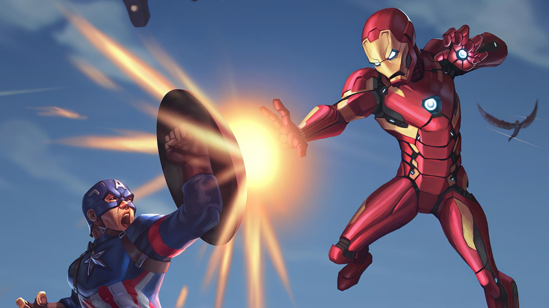 1920x1080 Captain America vs Iron Man Wallpaper
