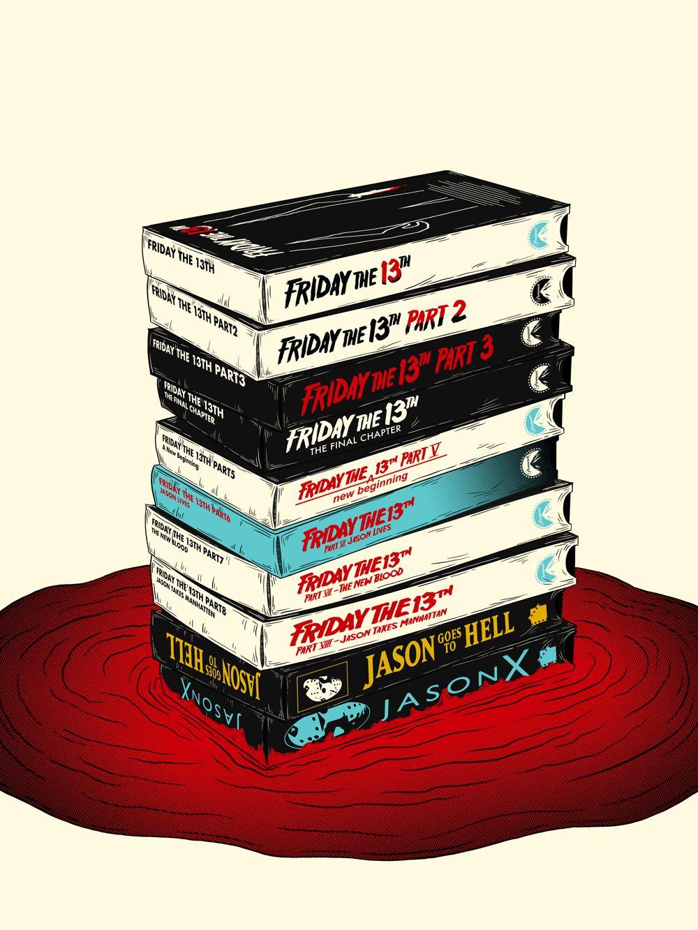 1000x1333 OC] Friday the 13th VHS Collection [1000 x 1333] drawn