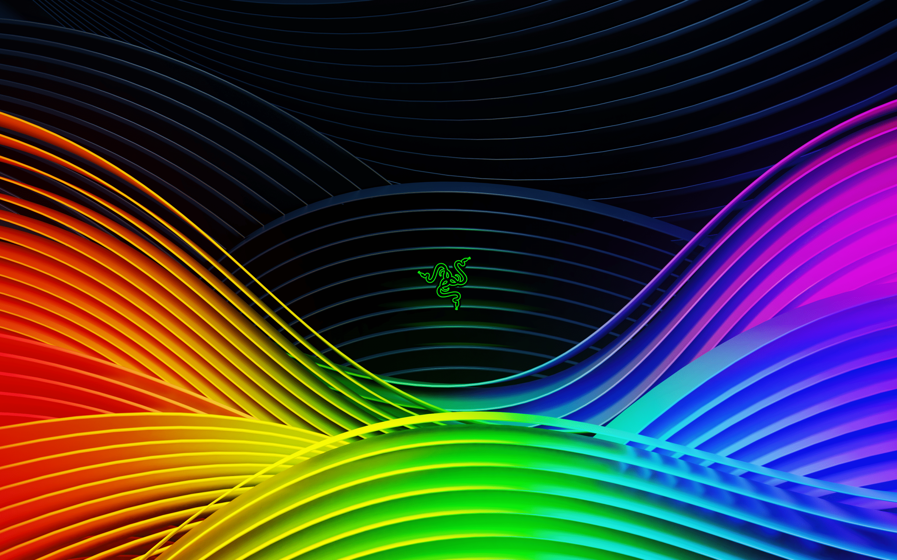 2880x1800 Razer Wallpaper 4K, Colorful, Spectrum, Waves, Ridges, Neon, Abstract