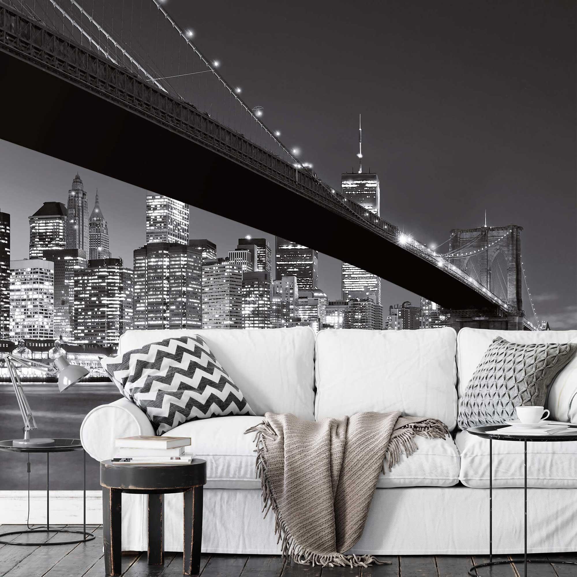 2000x2000 Photo Wallpaper Brooklyn Bridge New York Skyline Black