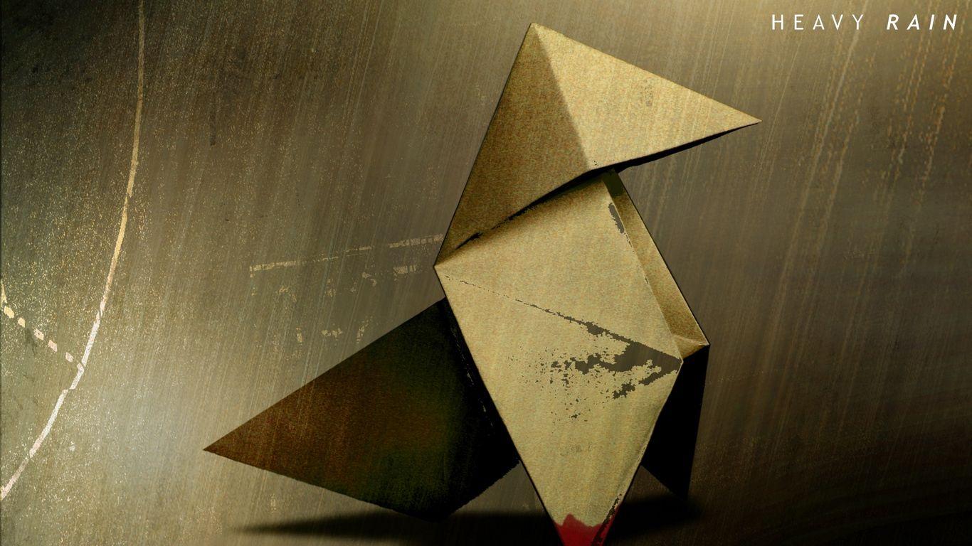 1366x768 Download wallpaper 1366x768 heavy rain, video game, crane, origami