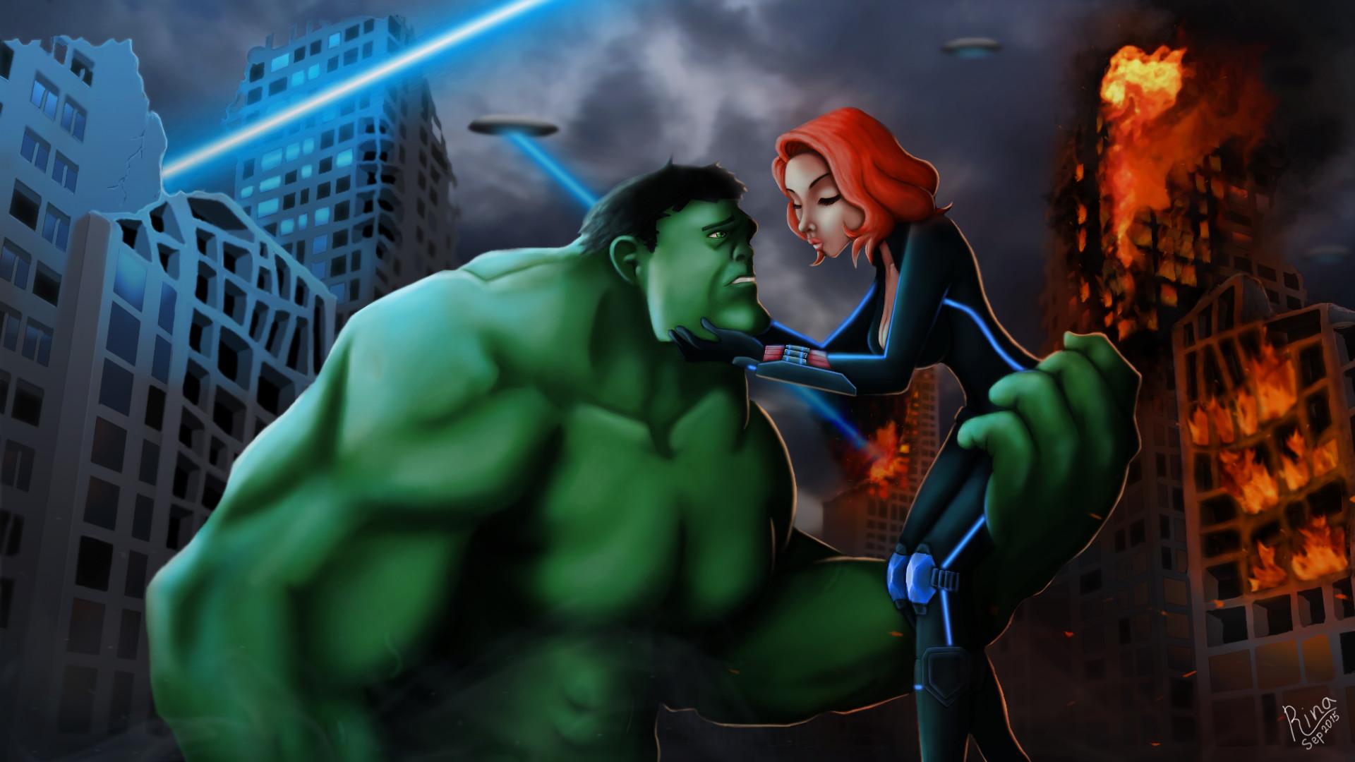 1920x1080 Hulk and Black widow (2015)