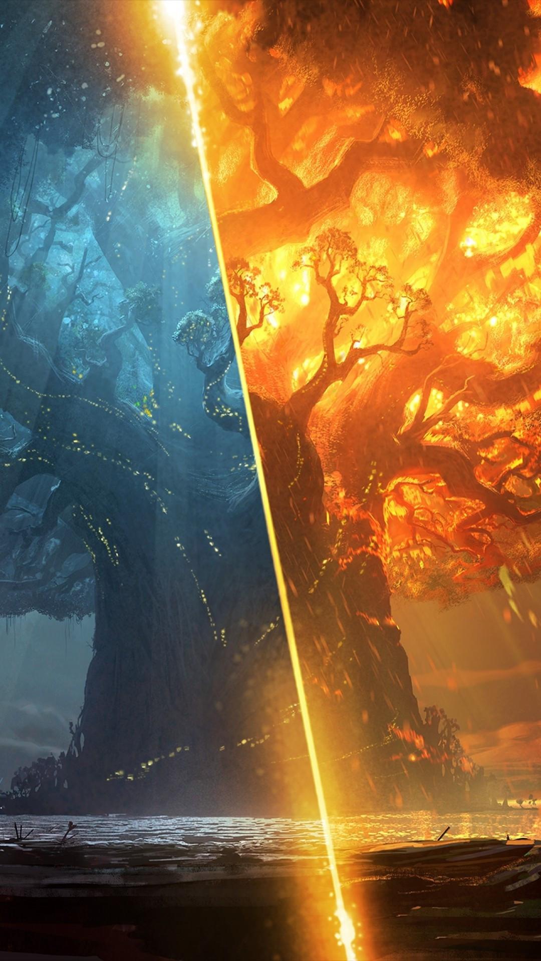 1080x1920 Heaven Vs Hell Wallpaper