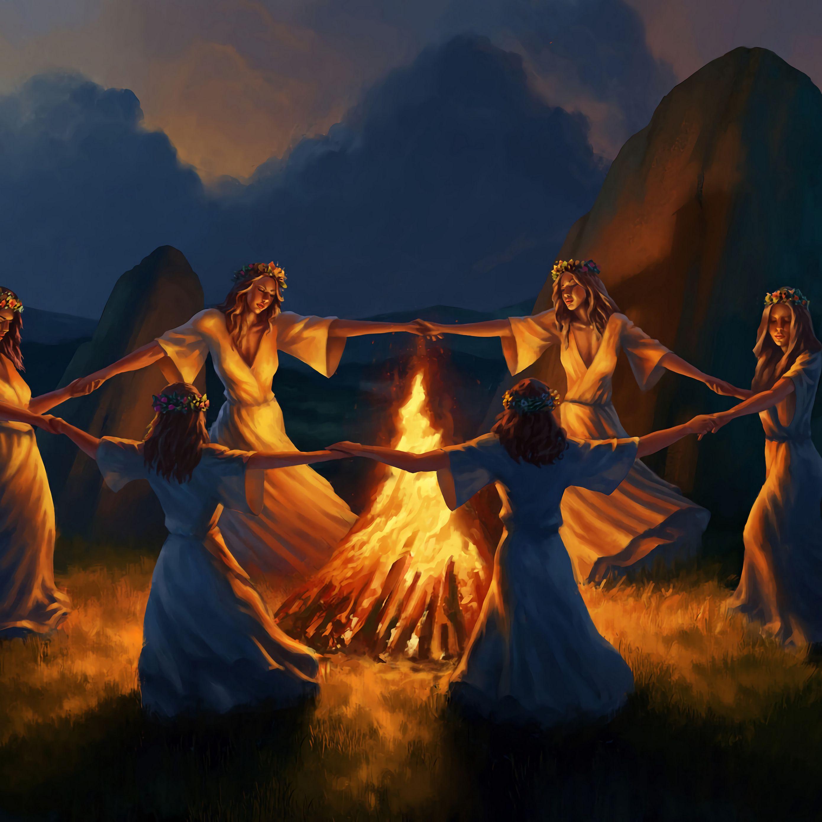 2780x2780 Download wallpaper 2780x2780 girls, round dance, bonfire, fire, art ipad air, ipad air ipad ipad ipad mini ipad mini ipad mini ipad pro 9.7 for parallax HD background
