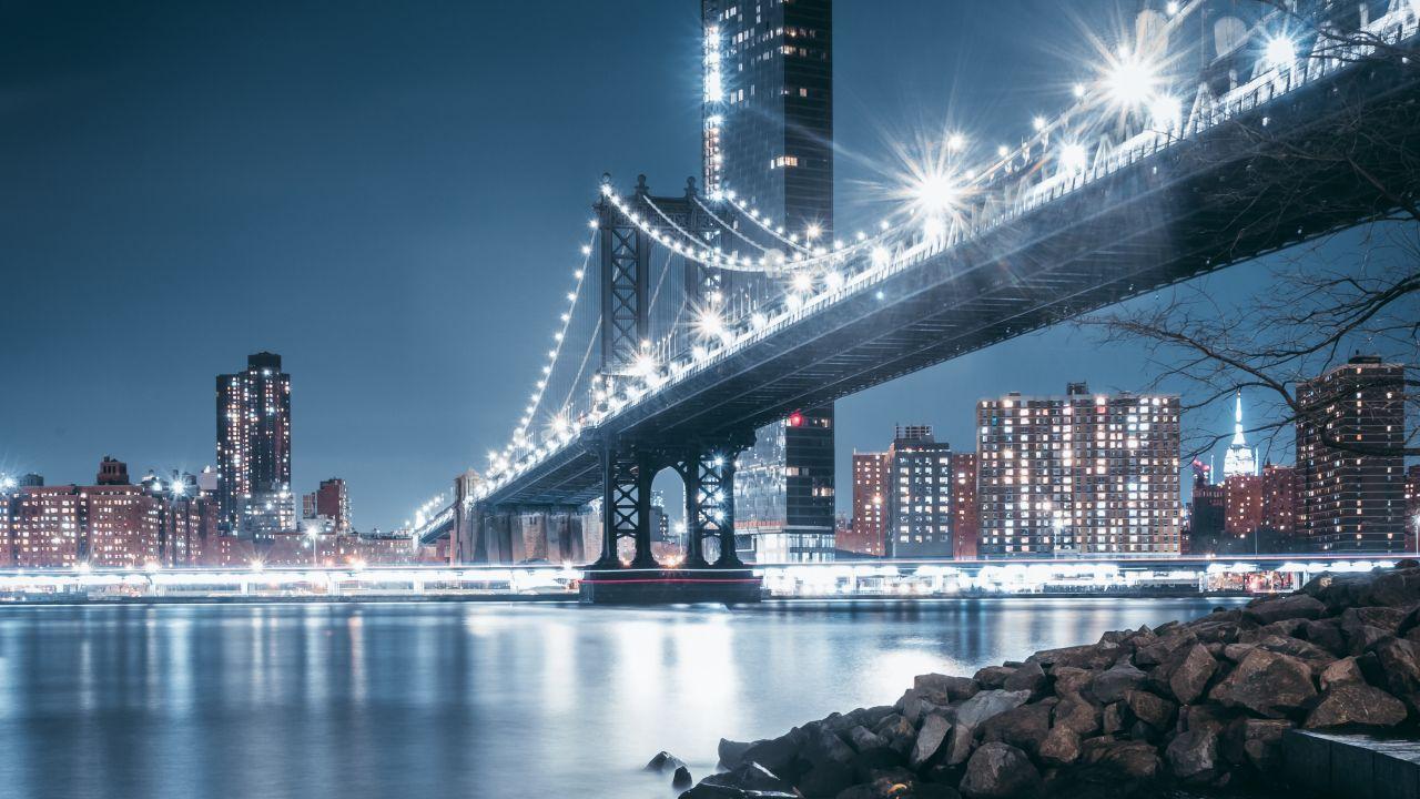 1280x720 World, Bay Bridge, Night, San Francisco, Oakland, California, USA, 4K Wallpaper in HD 4K. Wallpaper for iPhone, Android, Mobile and Desktop