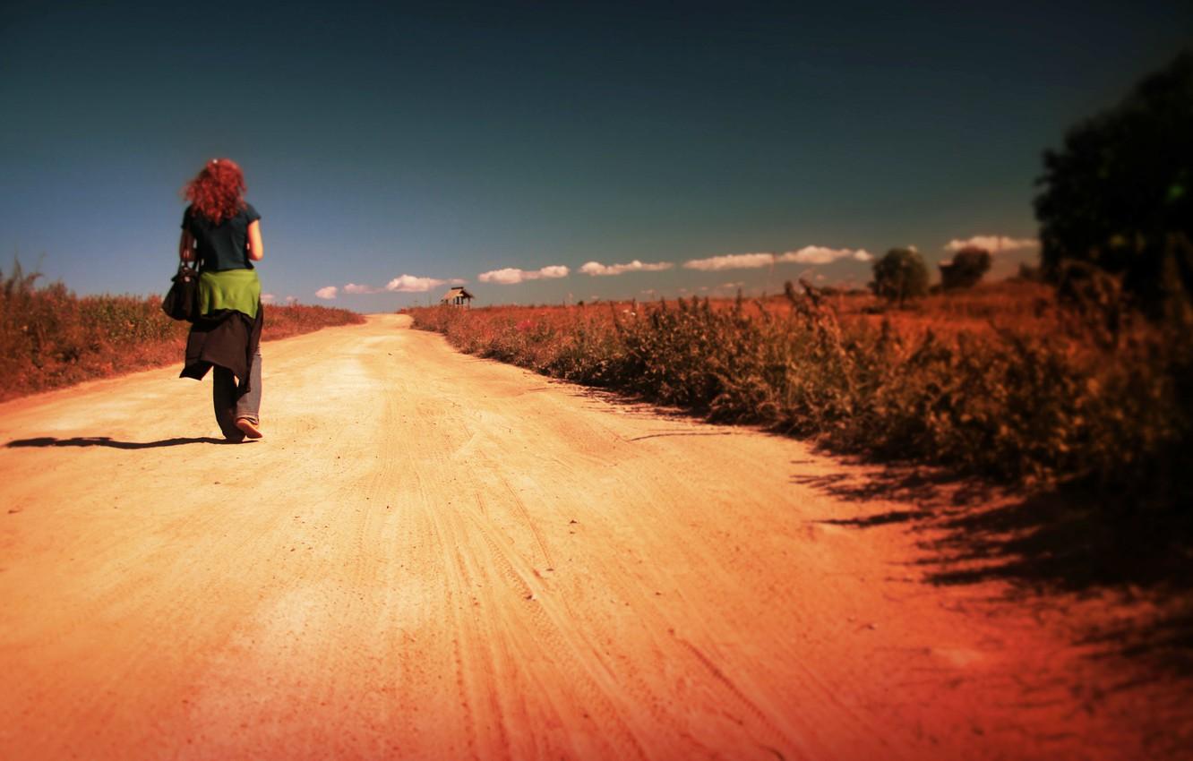 1332x850 Wallpaper girl, road, alone, walking image for desktop, section настроения