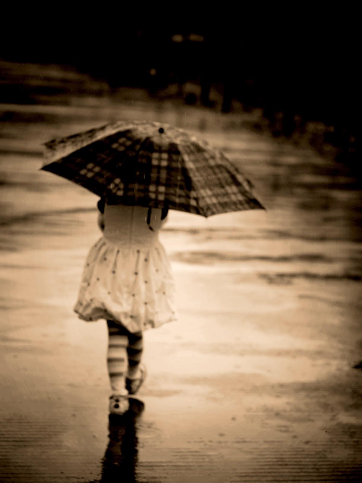 1200x1600 alone girl wallpaper, umbrella, water, rain, sky, black and white