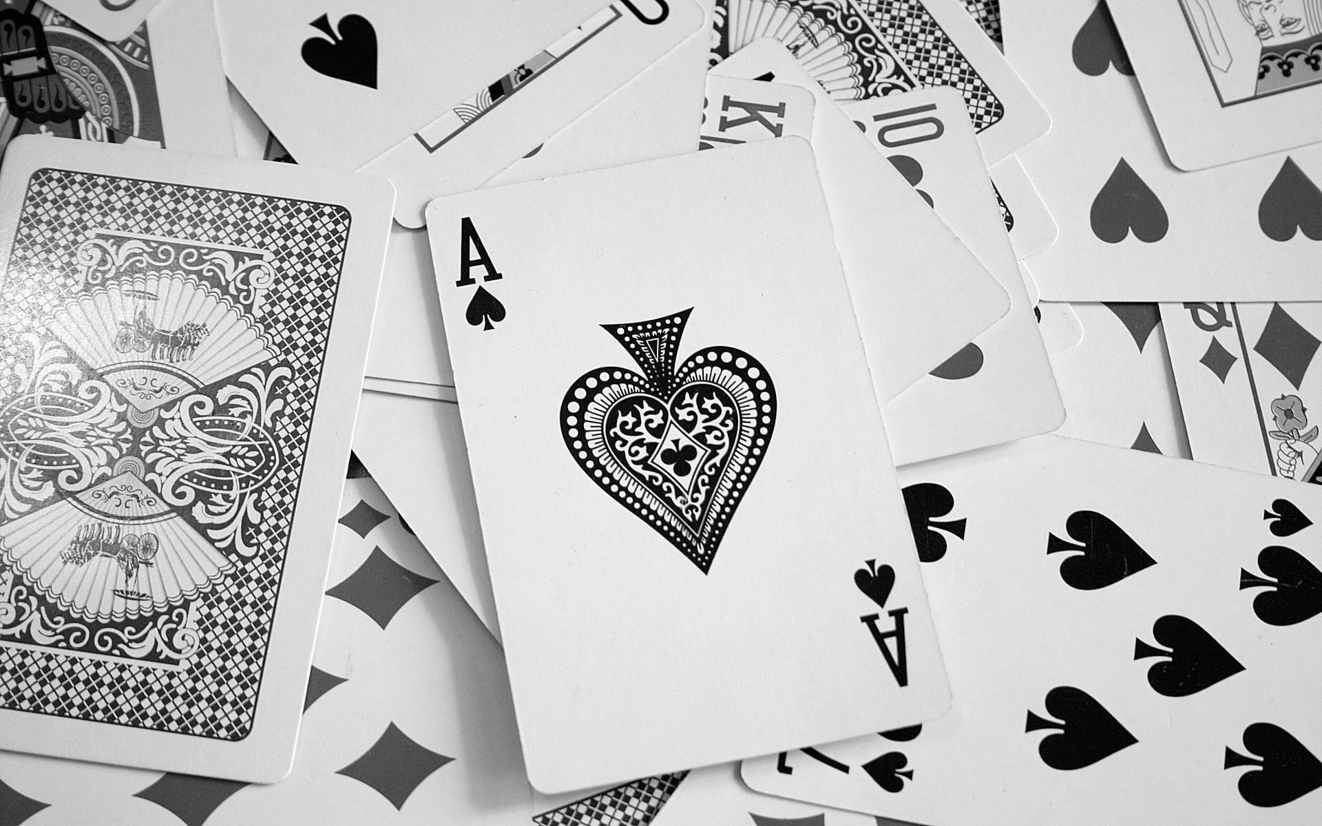 1920x1200 HD wallpaper: playing card lot, cards, Ace of Spades, monochrome, playing cards