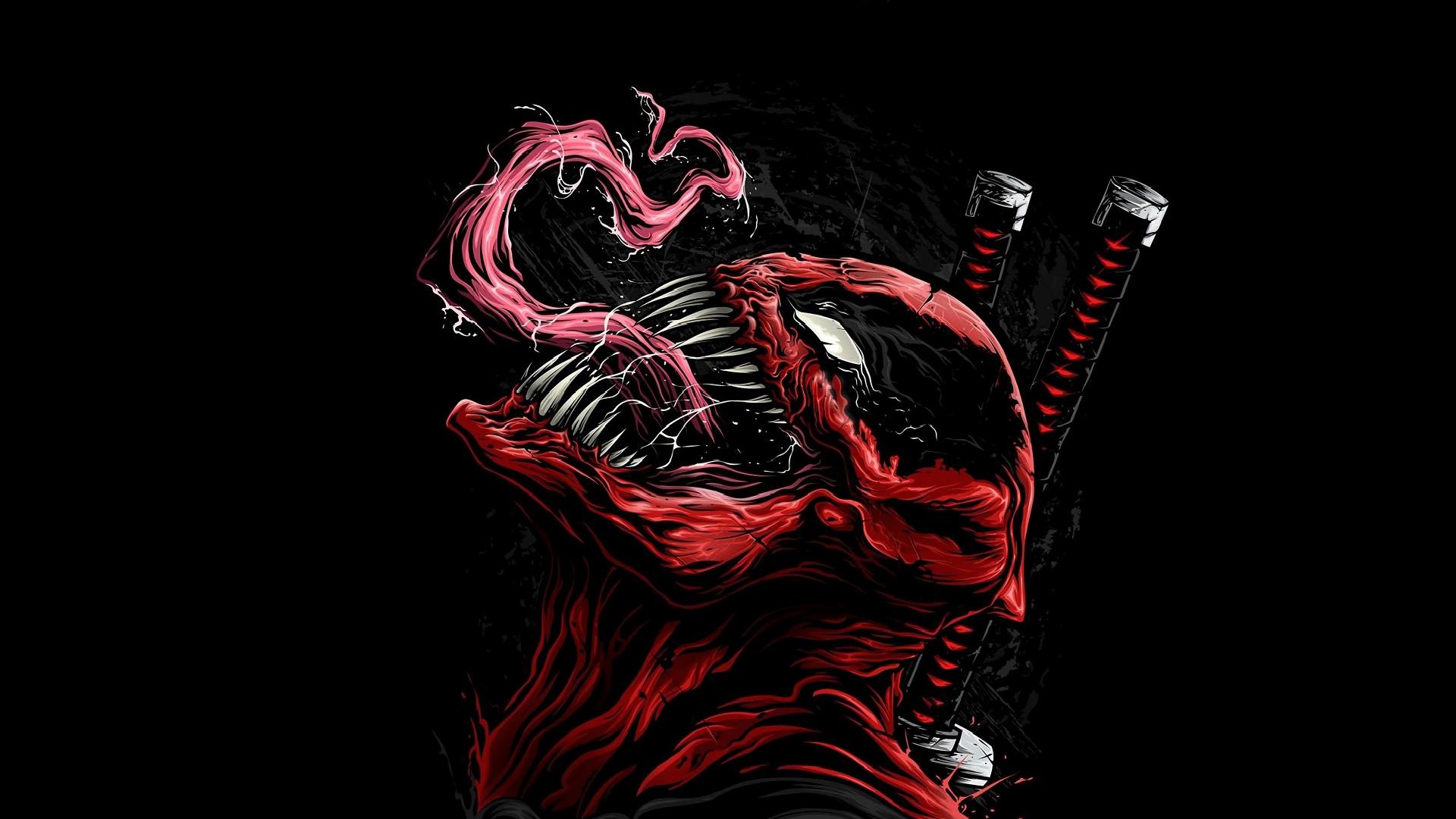 1920x1080 Deadpool Venom Illustration Artwork Comics Ultra Free Wallpaper HQ