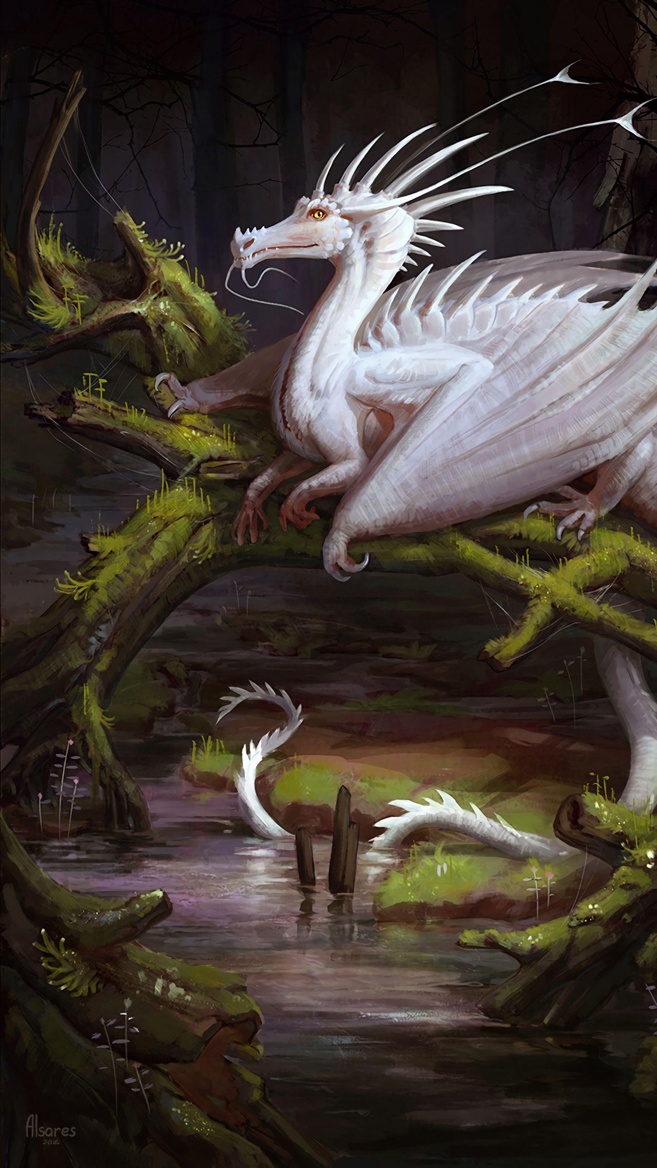 1350x2400 Download wallpaper 1350x2400 dragon, white, creature, fantasy, art iphone 8+/7+/6s+/for parallax HD background