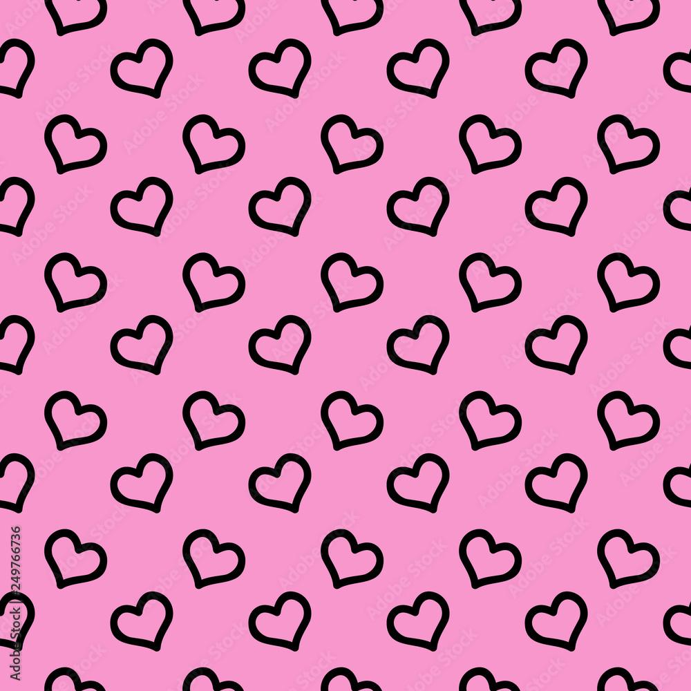 1000x1000 hearts on a pink background seamless pattern. Packaging design for gift wrap. Vector illustration. Lol doll style. Stock Vector
