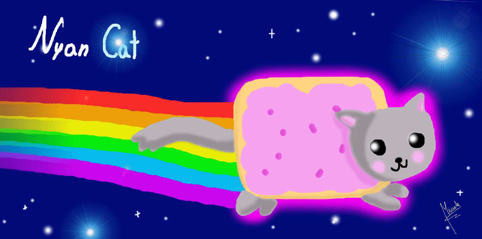 1546x768 I drew the Nyan cat! ^^ Cat Fan Art