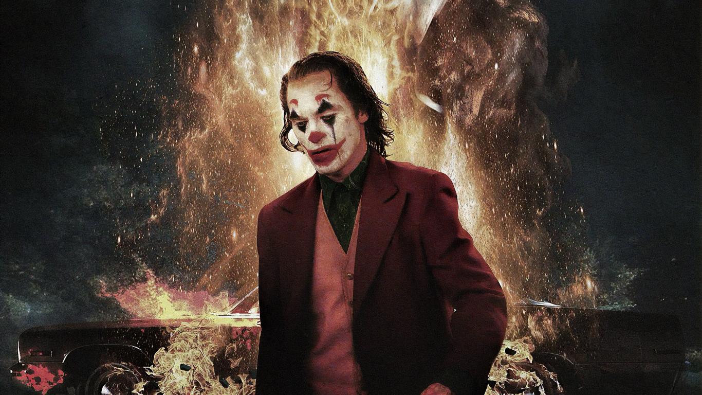 1366x768 Download artwork, joker, 2019 movie 1366x768 wallpaper, tablet, laptop, 1366x768 HD image, background, 22942
