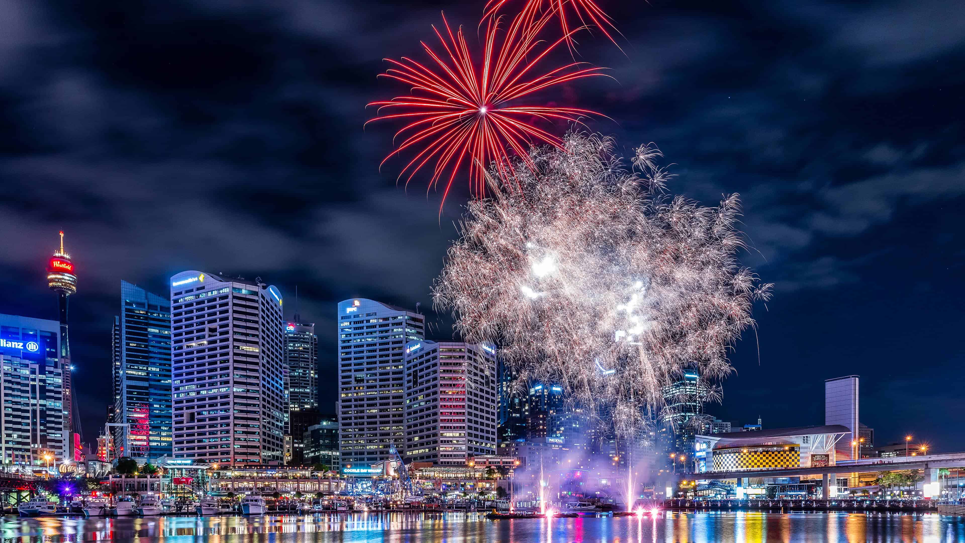 3840x2160 Darling Harbour Fireworks Sydney Australia UHD 4K Wallpaper