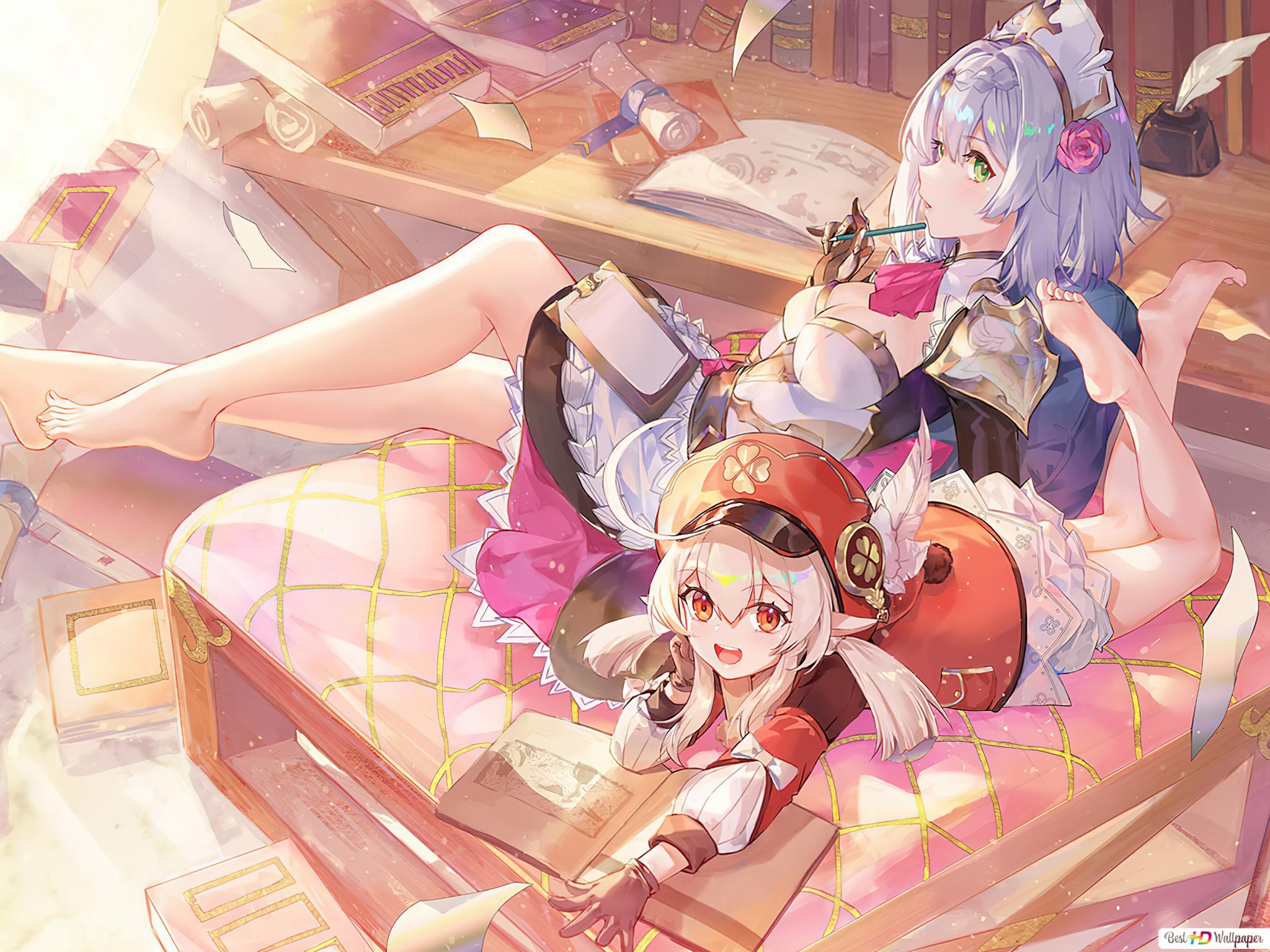 2048x1536 Noelle with Klee Impact (Anime Video Game) HD wallpaper download