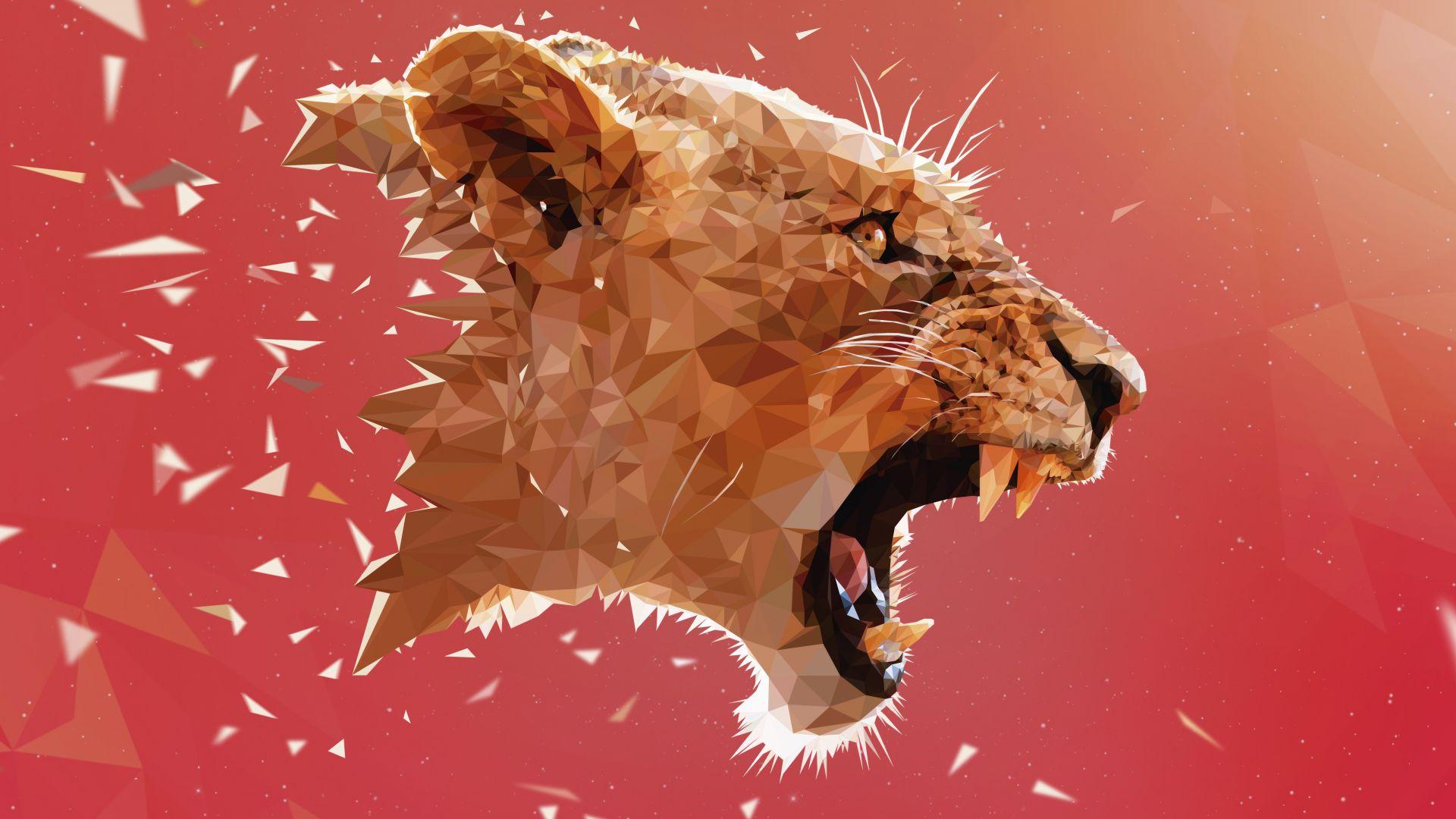 1920x1080 Desktop Wallpaper Lioness Low Poly Artwork, HD Image, Picture, Background, Hqtdnf