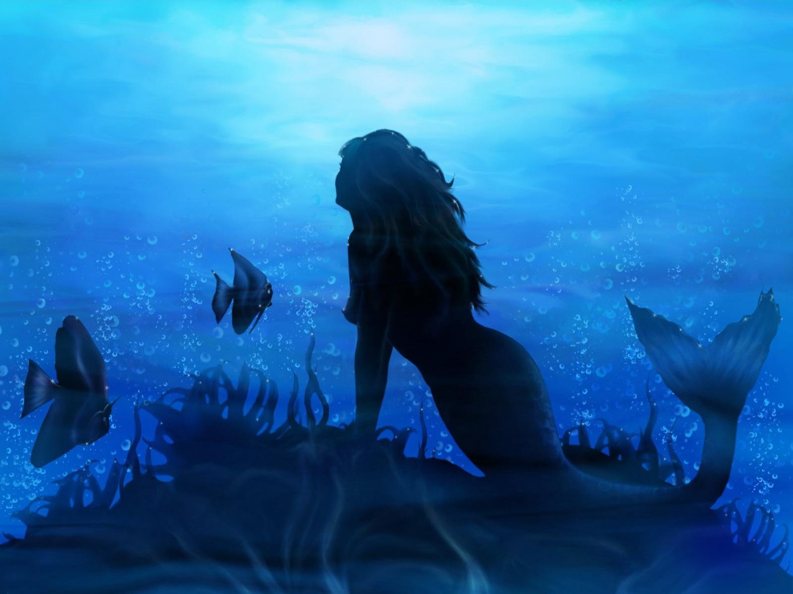 1600x1200 Mermaid in the blue sea Desktop wallpaper 640x480
