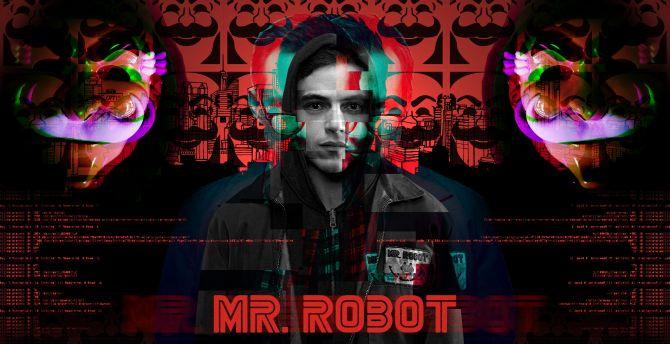 670x344 Mr. robot, glitch art, tv series wallpaper, HD image, picture, background, 279461