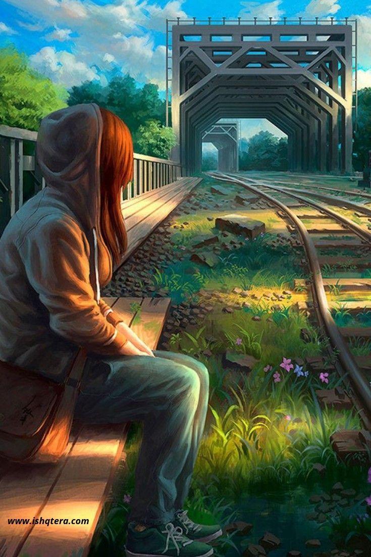 735x1102 Anime Girl Sitting Alone Wallpaper