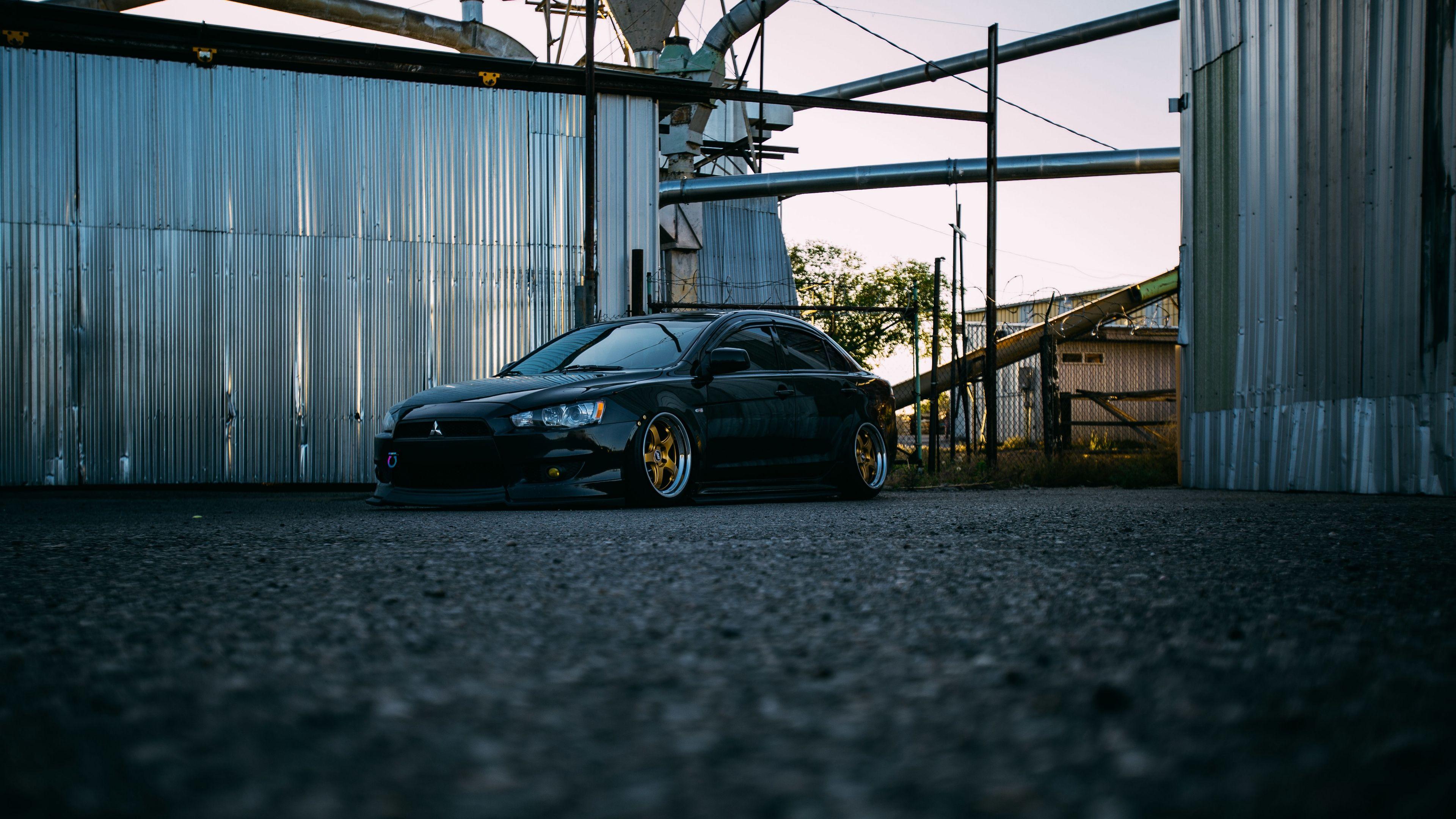 3840x2160 Wallpaper 4k mitsubishi, lancer, black, side view 4k Wallpaper