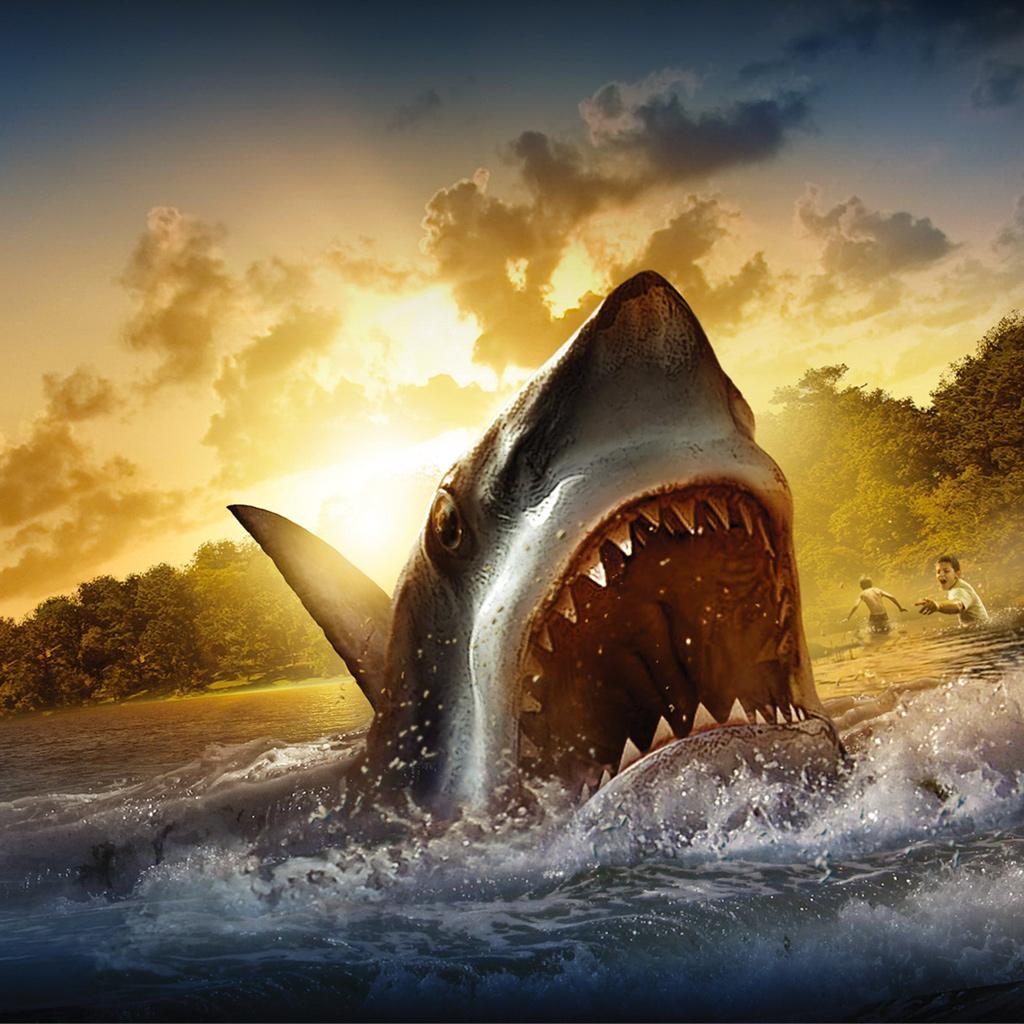 1024x1024 Shark Attack Wallpaper