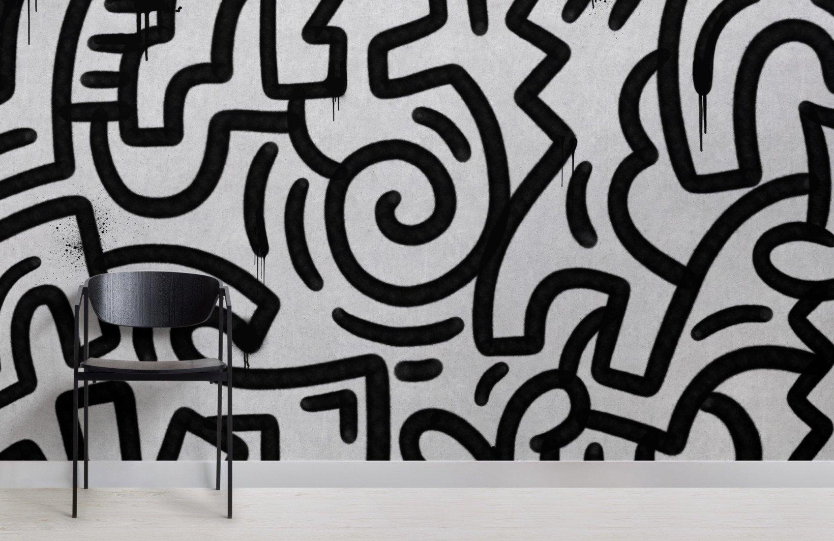 1640x1064 Black & Gray Graffiti Concrete Effect Wallpaper Mural