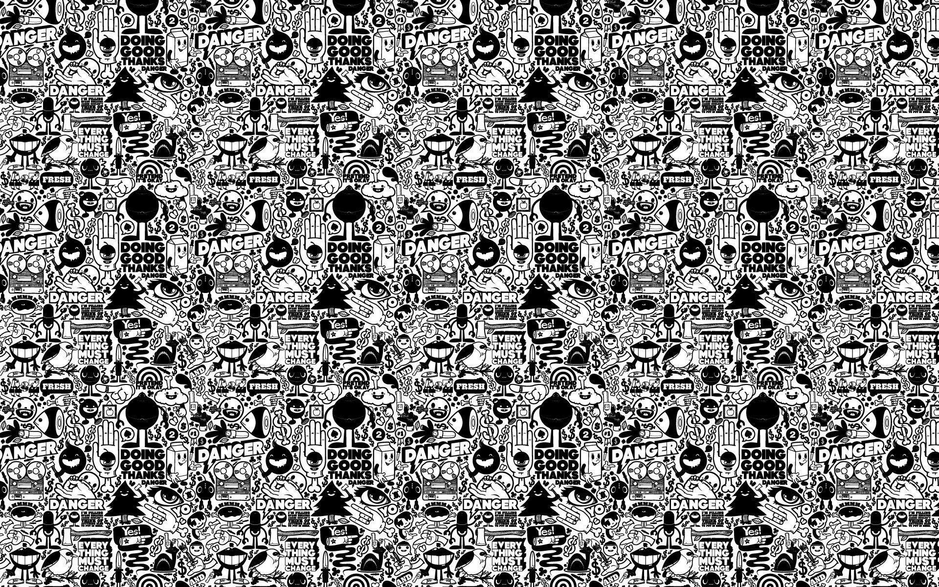 1920x1200 Black and White Graffiti Wallpaper