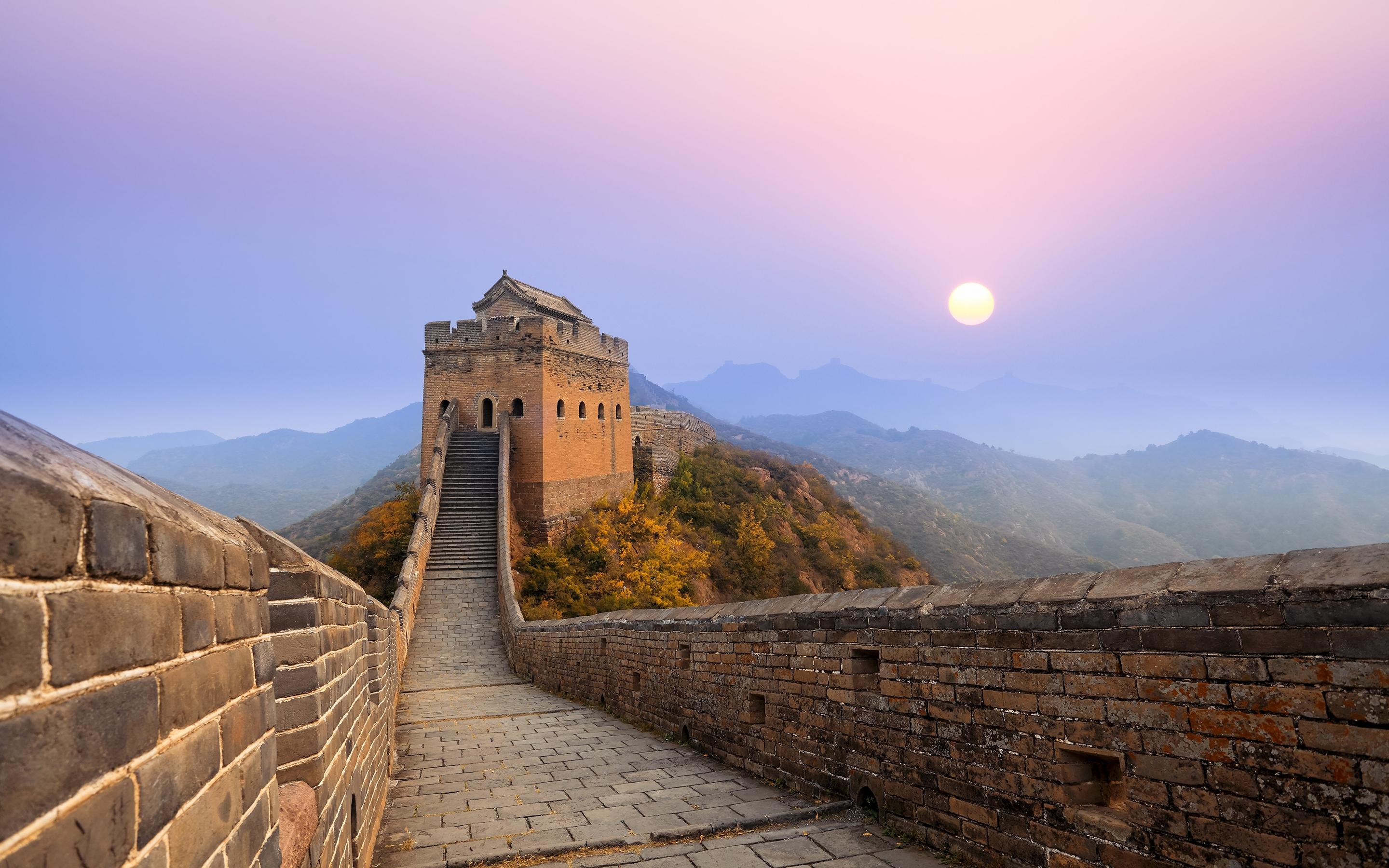 2880x1800 Great Wall of China Sunrise HD wallpaper