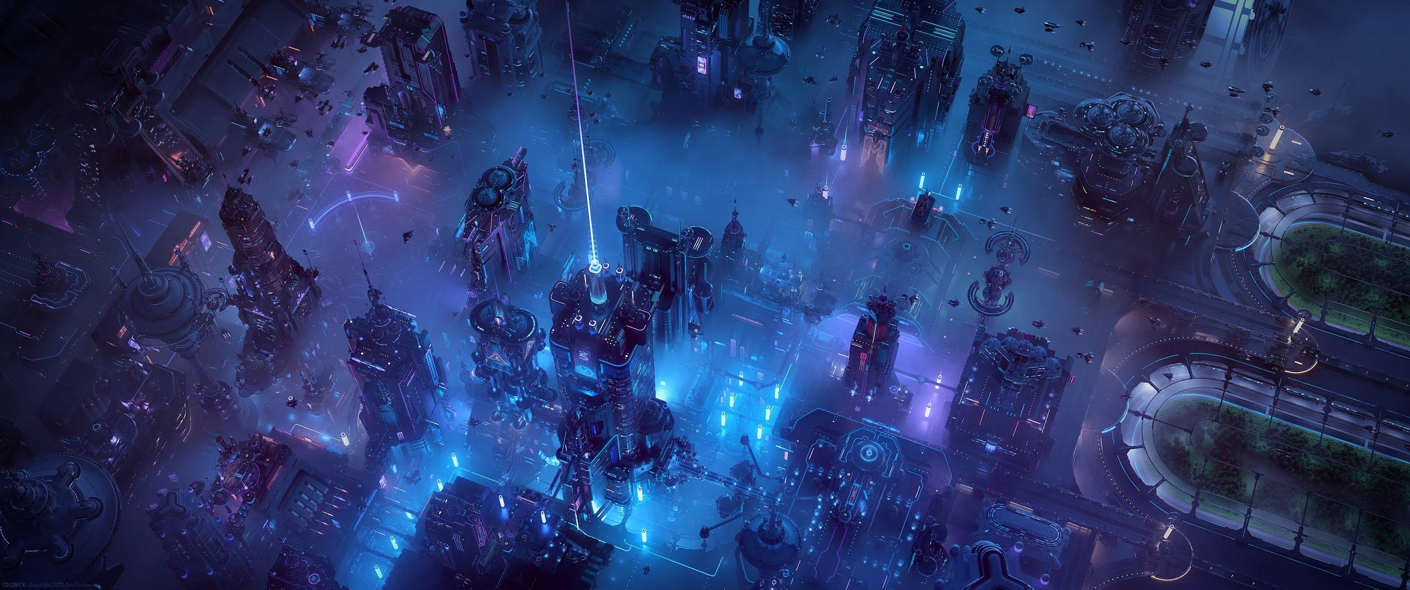 2741x1147 CYBERPUNK CITY WALLPAPER WIDE 1440P