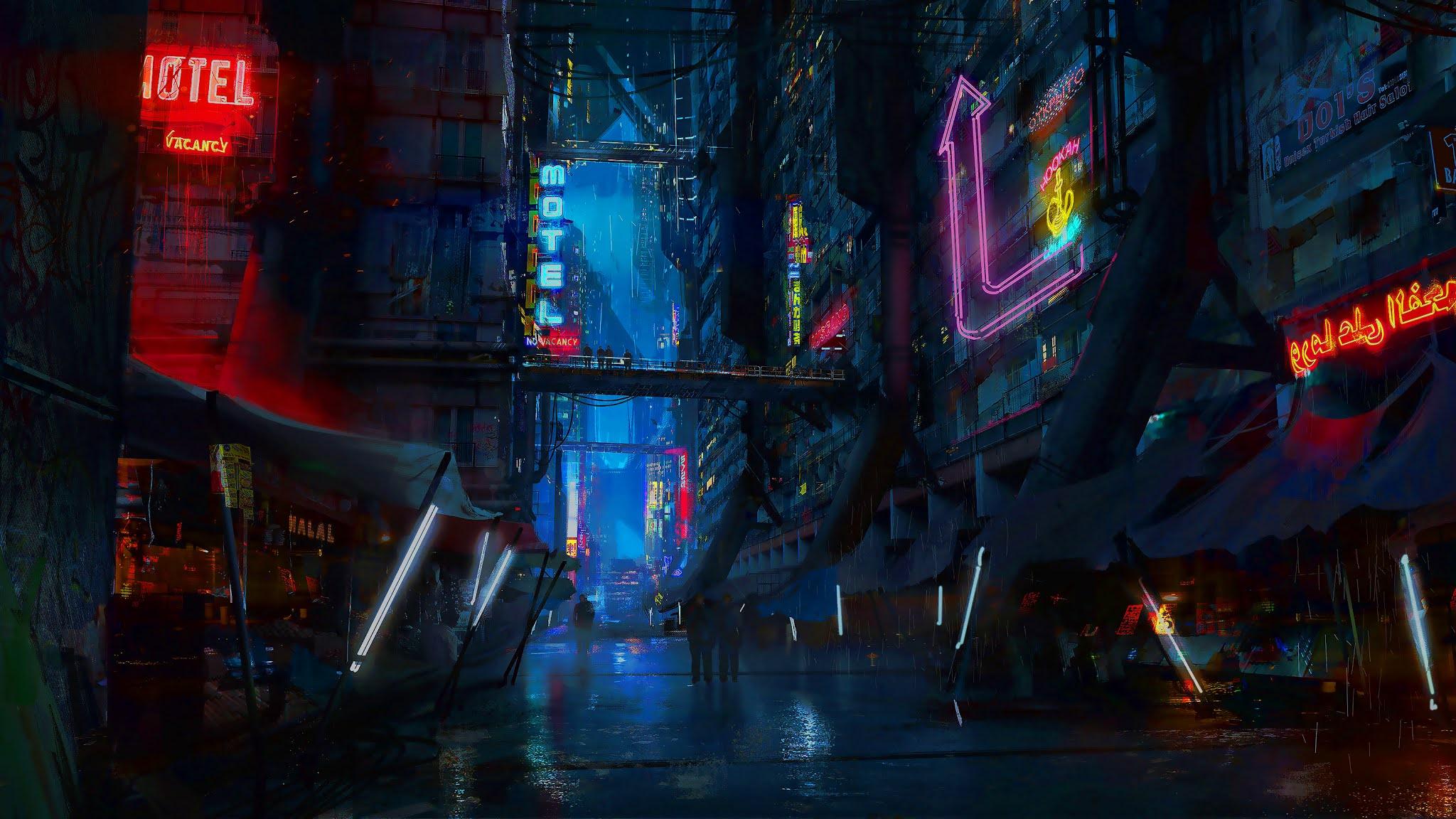 2048x1152 CYBERPUNK CITY WALLPAPER