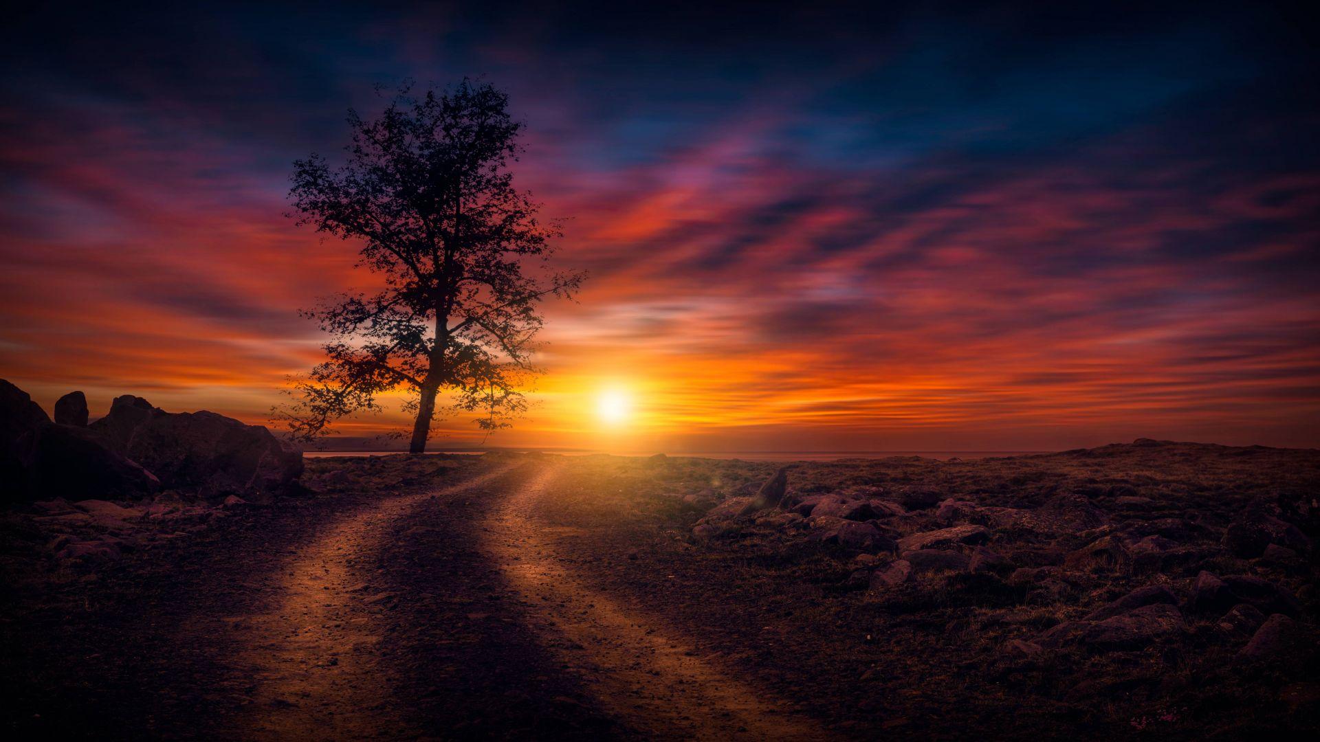 1920x1080 Desktop Wallpaper Beautiful Sunset On Dirt Road, HD Image, Picture, Background, Bhyip6