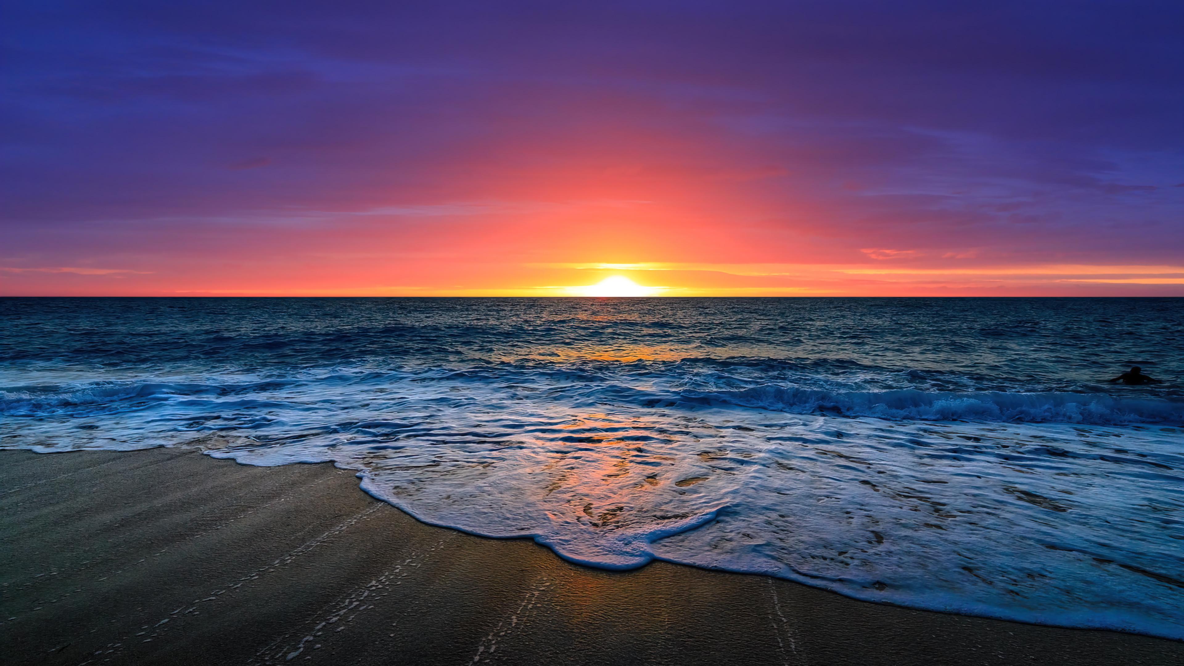 3840x2160 Beautiful sunset at the beach Wallpaper 4k Ultra HD