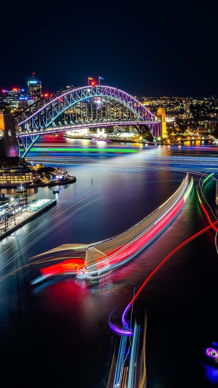 750x1334 australia iphone wallpaper, night, landmark, light, metropolitan area, human settlement