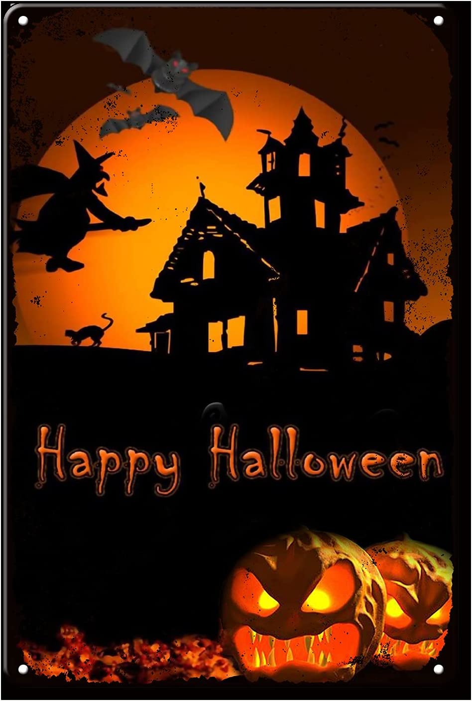 948x1407 Vintage Halloween Decor Room Wall Art Halloween Signs Pumpkin Ghost Metal Sign For Garden Home Kitchen Bar 12X8 Inches : Home & Kitchen