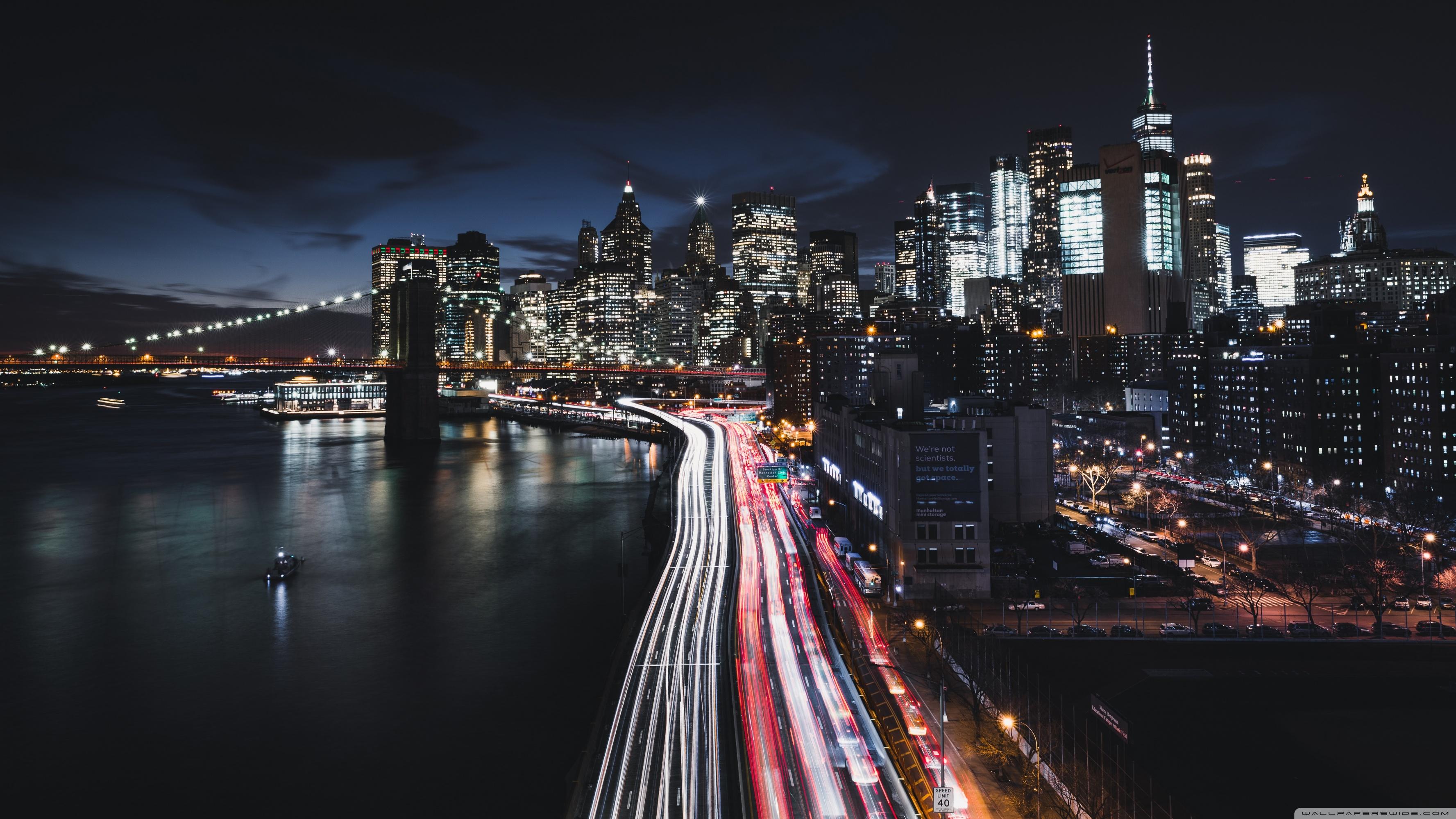 3554x1999 Manhattan, New York City, Night Ultra HD Desktop Background Wallpaper for 4K UHD TV : Widescreen & UltraWide Desktop & Laptop : Tablet