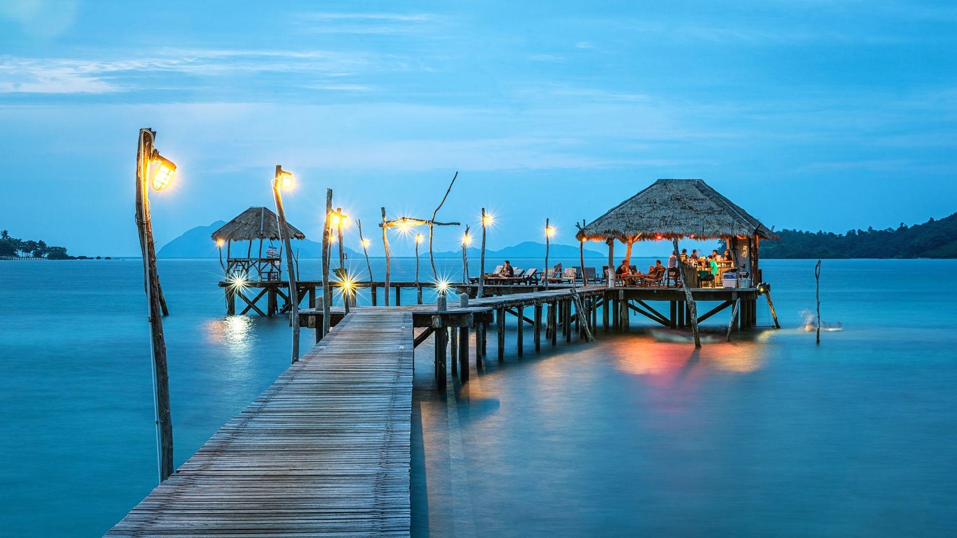 1920x1080 Beach Bungalow Wallpaper Image High Quality