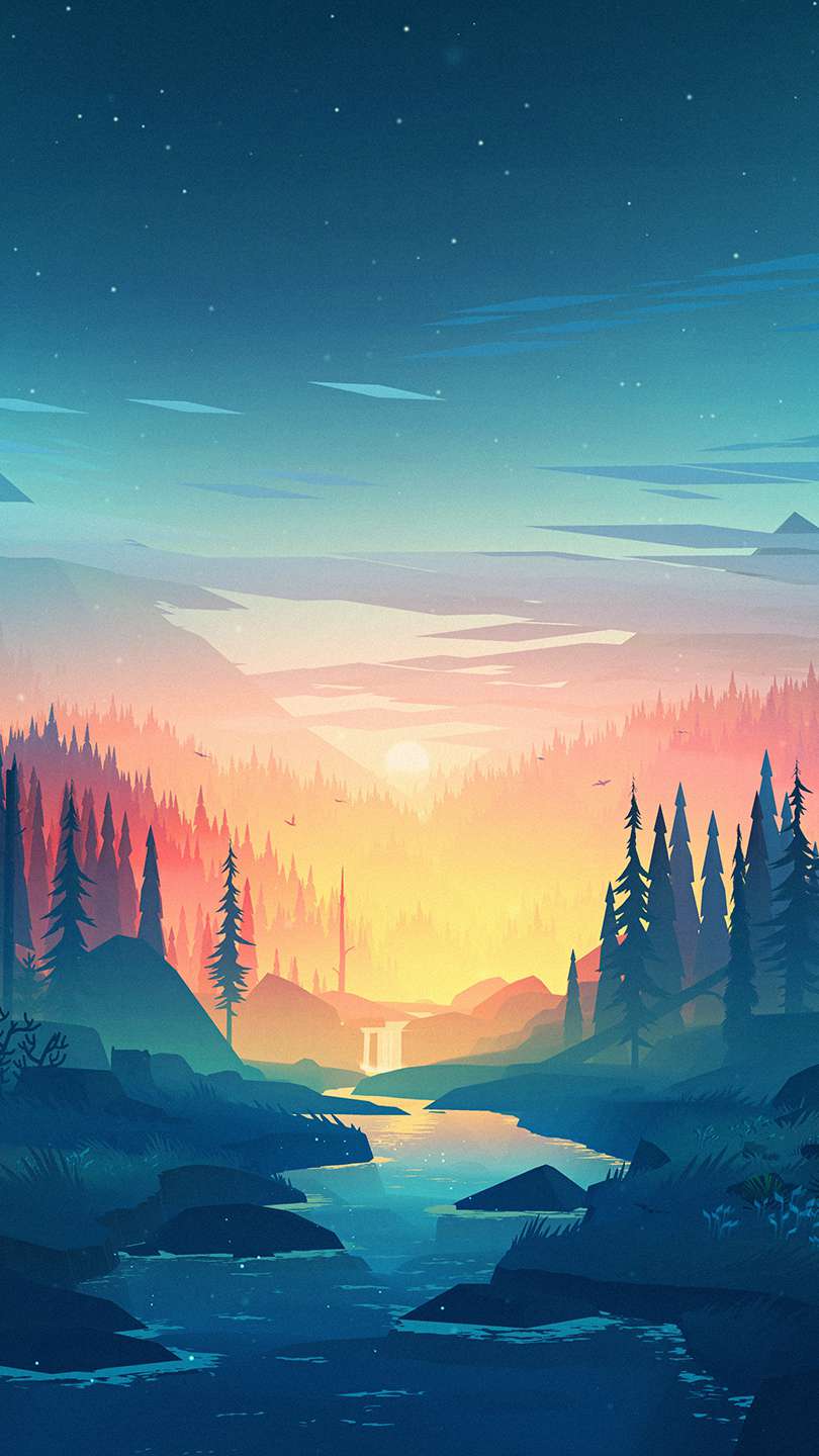 810x1440 Nature Sunset Artwork IPhone Wallpaper Wallpaper : iPhone Wallpaper