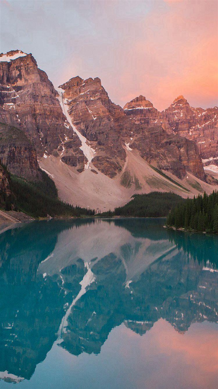 750x1334 Lake Mountain Pink Sunset Nature iPhone 8 Wallpaper Free Download