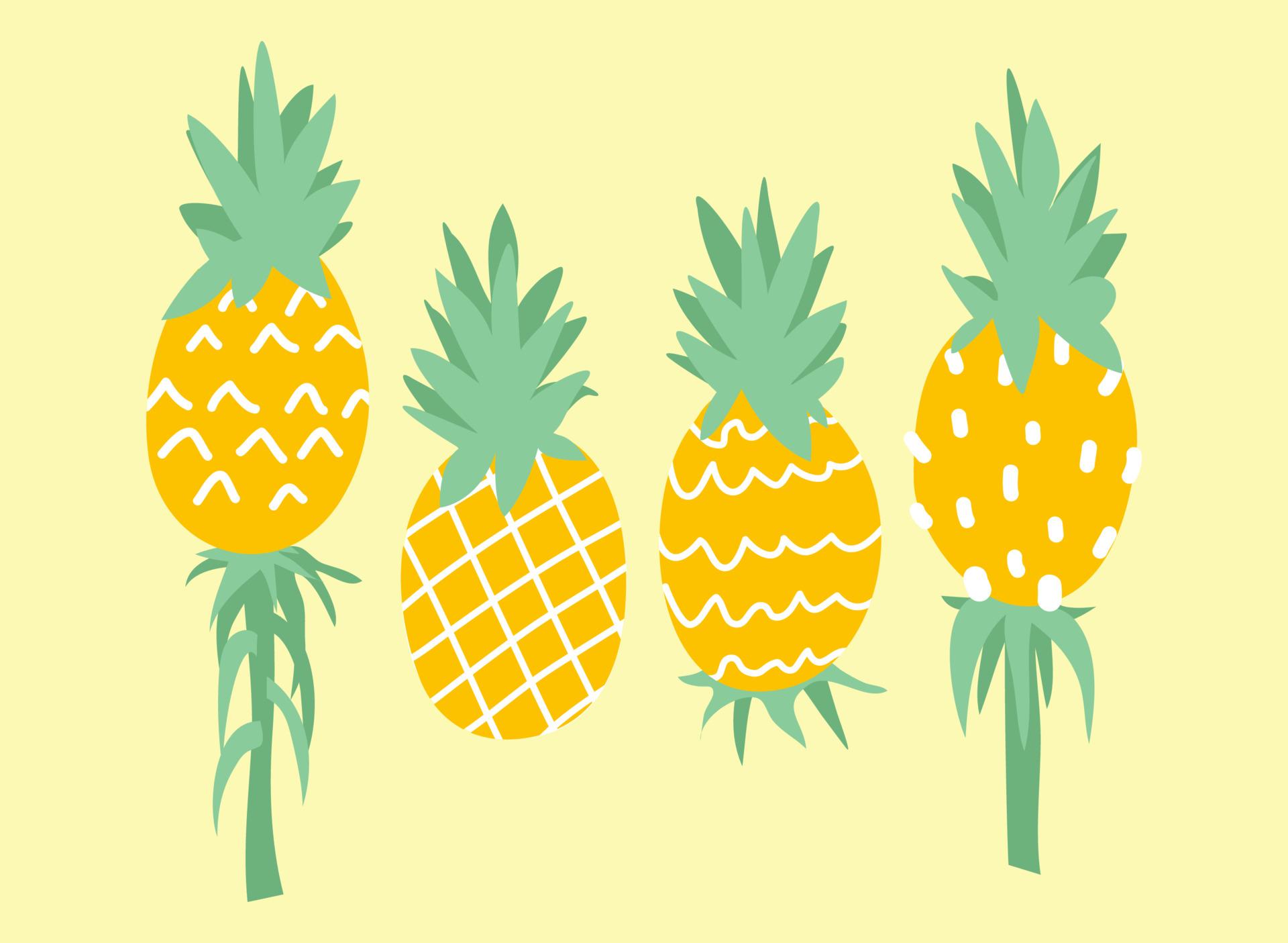 1920x1405 Ripe Yellow Pineapple Wallpaper For Phone. Pineapple Vector Illustration Pattern On Isolated Yellow Background