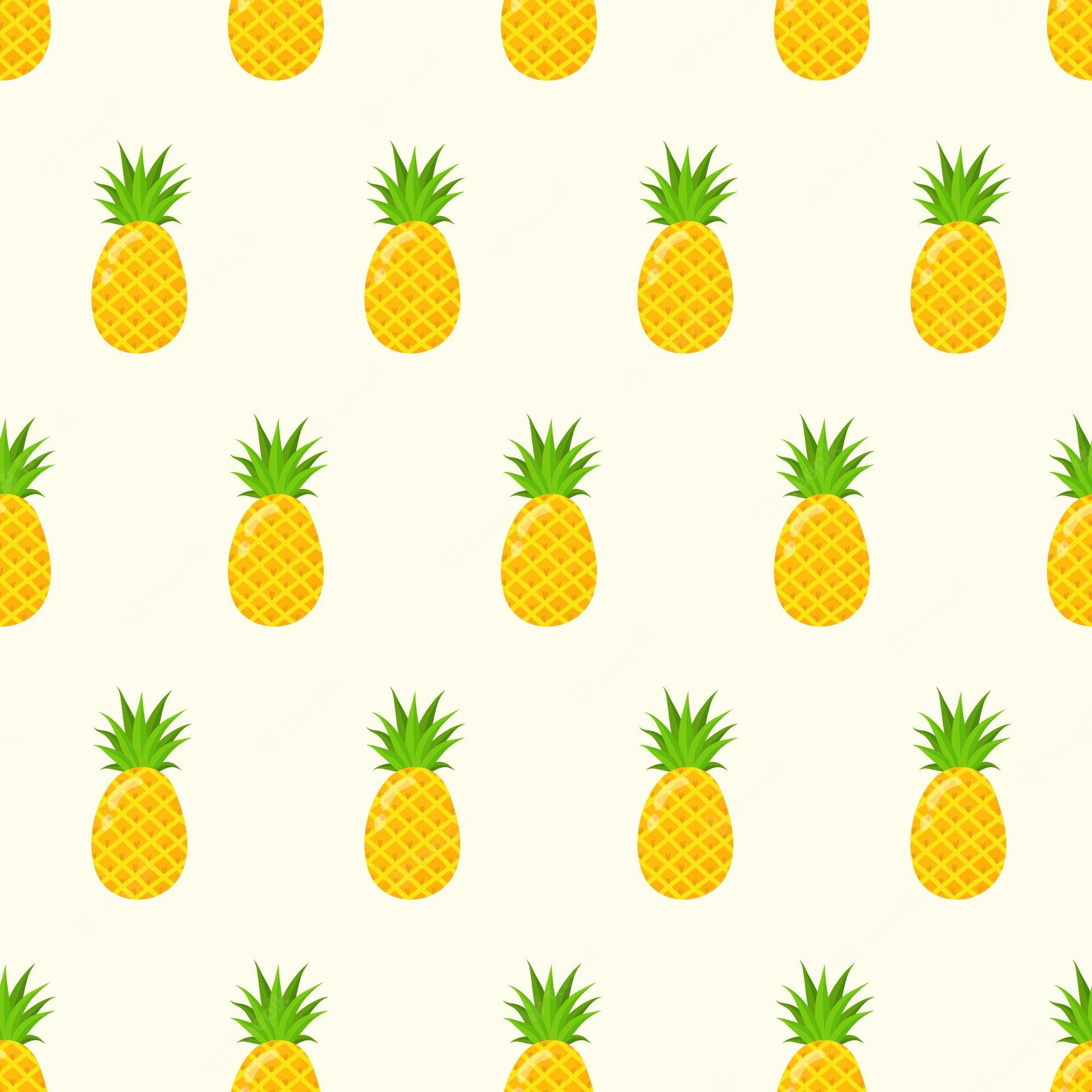 2000x2000 Premium Vector. Cute seamless pattern with a pineapple in a cartoon style. bright background for printing on fabric, wallpaper and paper. vector