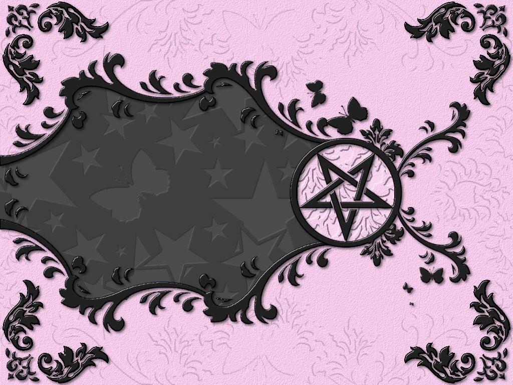1024x768 A Damascus Style Pentagram On A Pink And Grey Backdrop: Religious